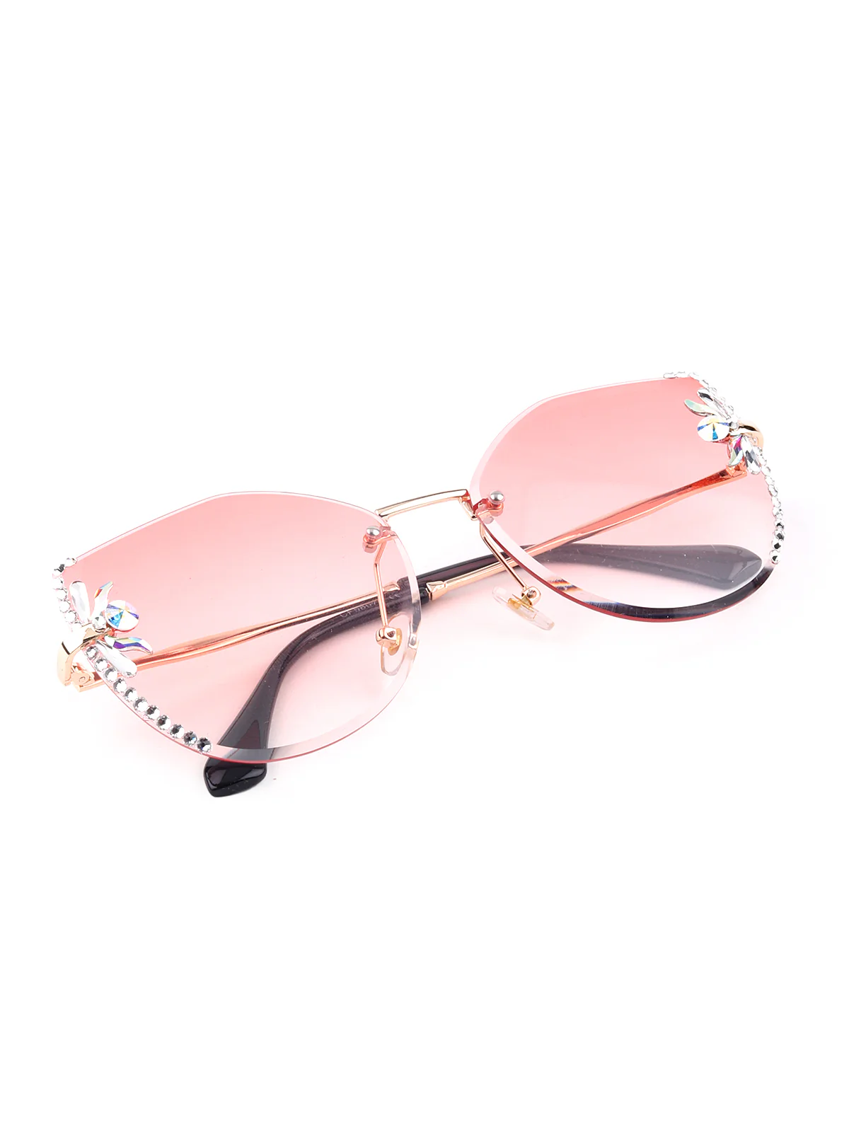 Odette Women Shaded Pink Embellished Sunglasses - Image 4