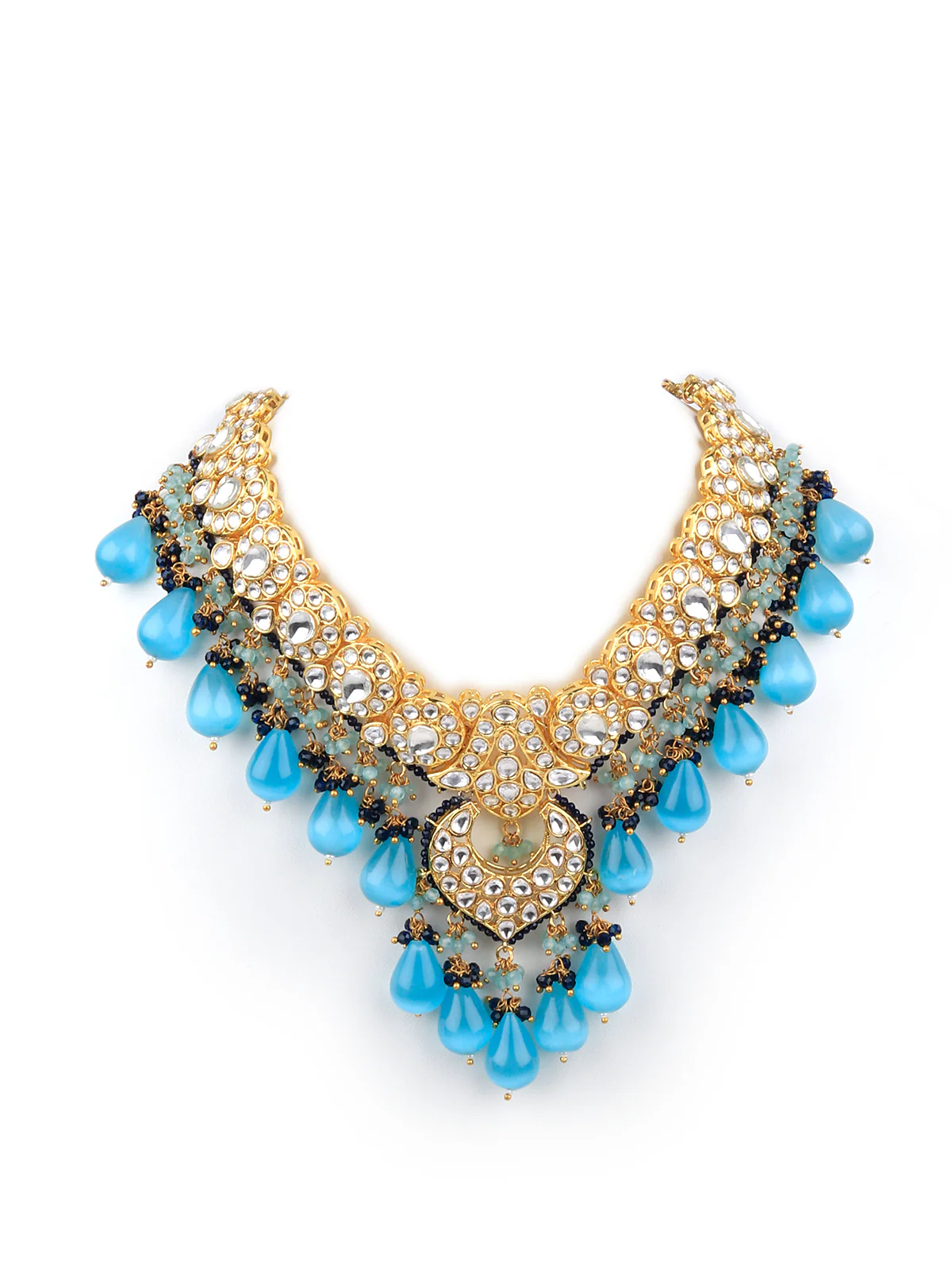 Odette Women Shades Of Blue Choker Necklace Set - Image 4