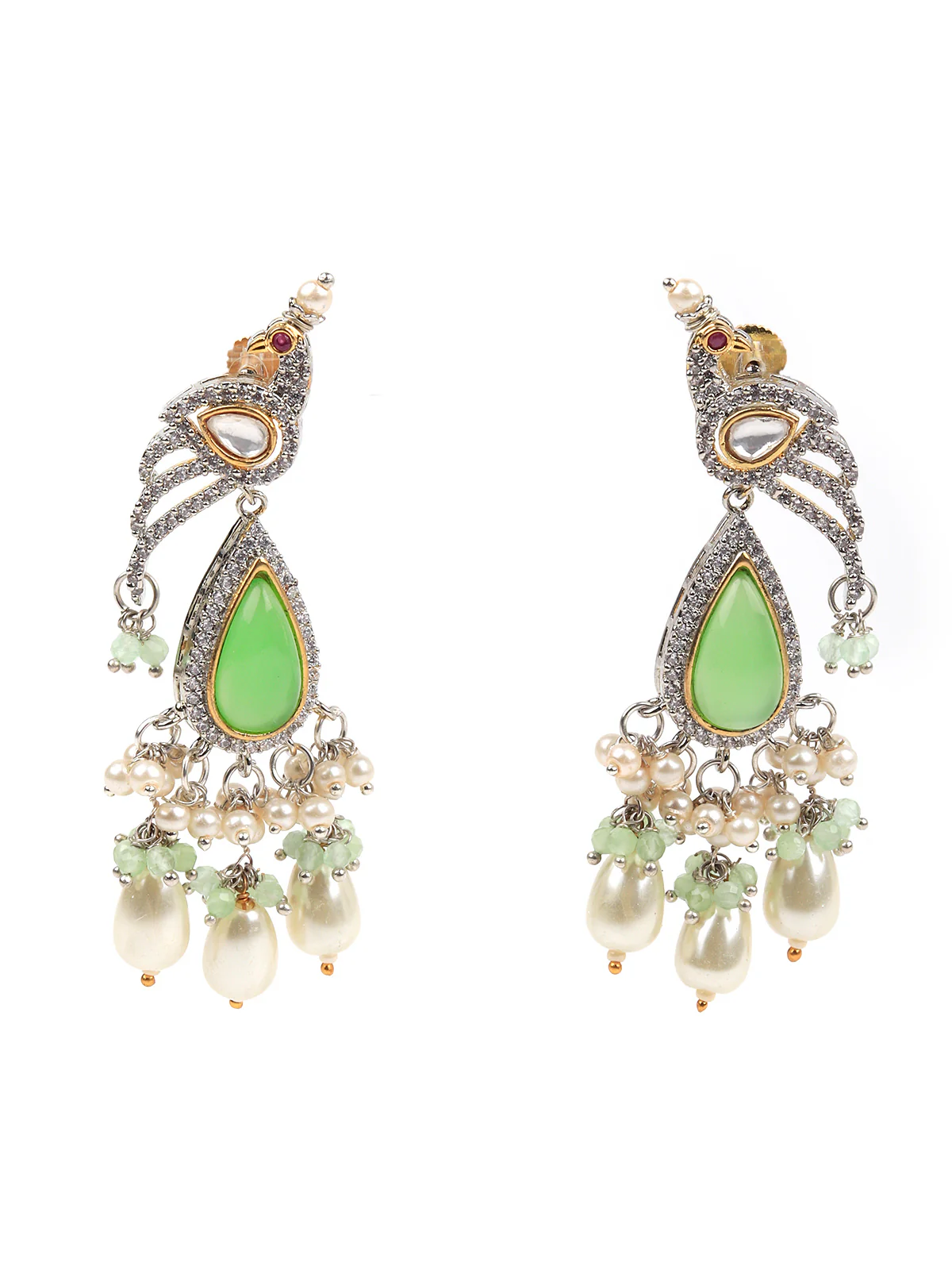 Odette Women Shades Of Green Long Necklace Set - Image 4