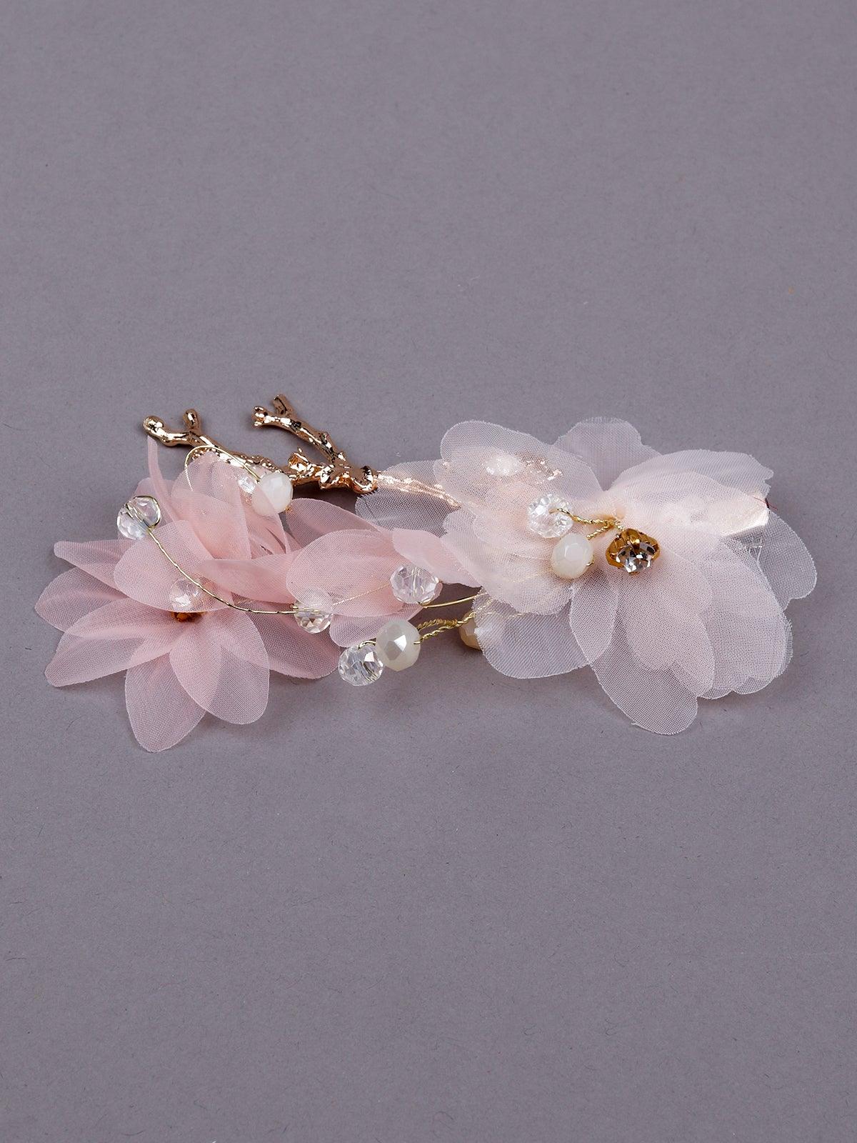 Odette Women Pink Sheerfabric Brooch - Image 4