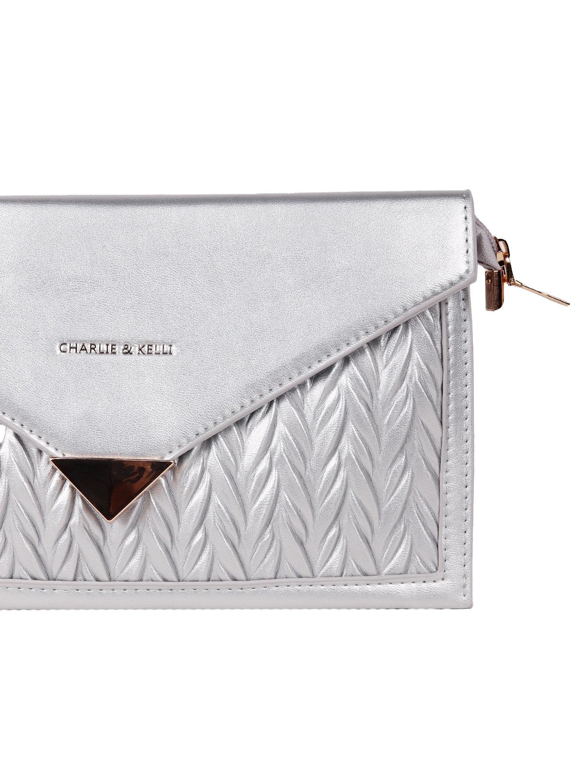 Odette Women Silver Metal Sling Bag - Image 5