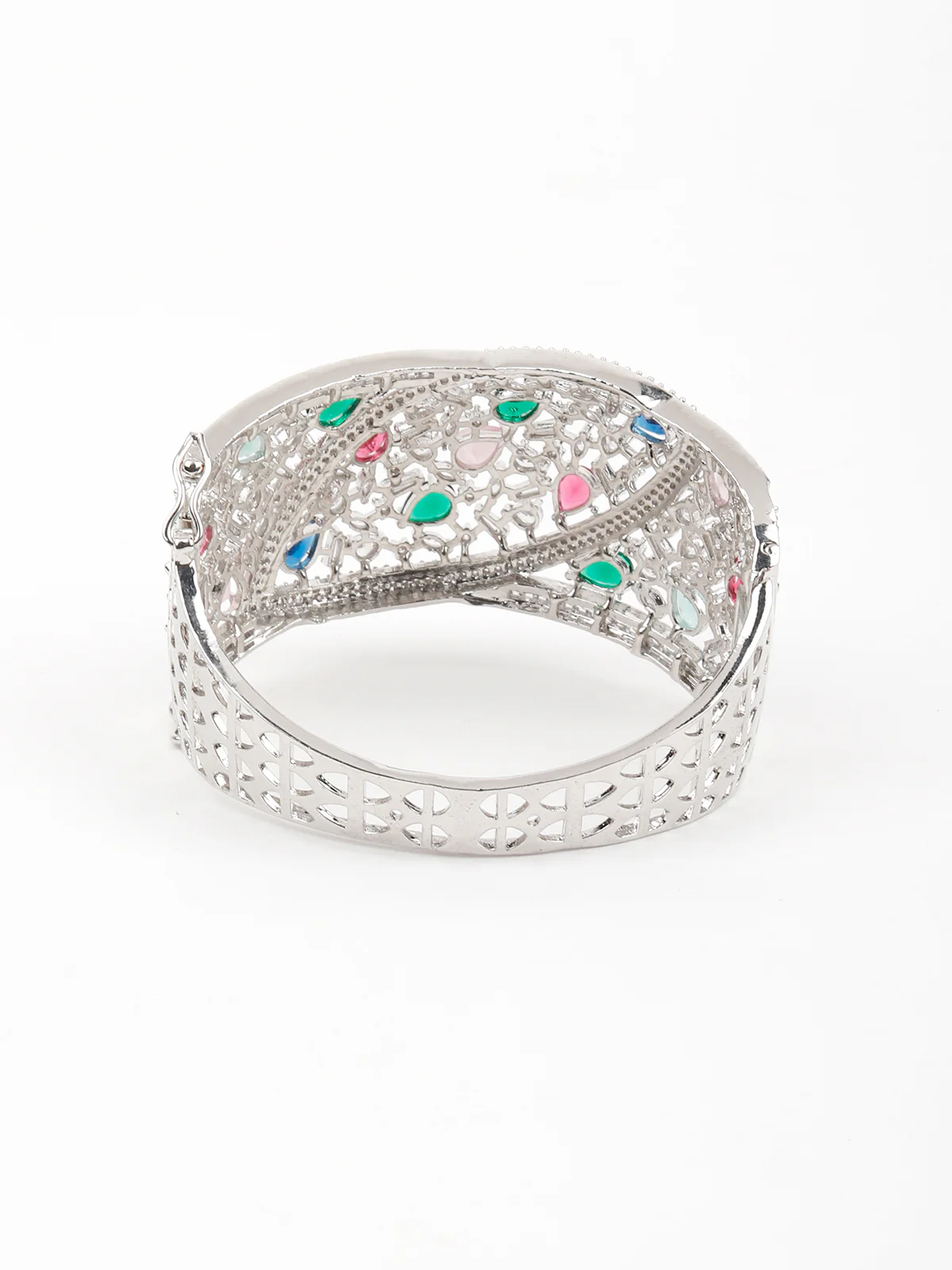 Odette Women Silver And Multicolored Imitation Cuff Bracelet - Image 6