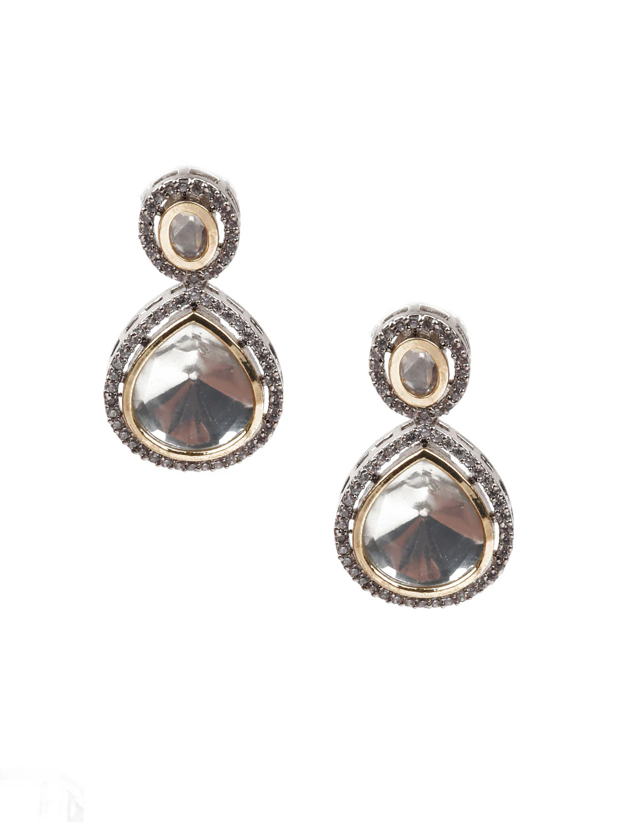 Odette Women Silver And Peach Choker Necklace And Drop Earring Set - Image 6