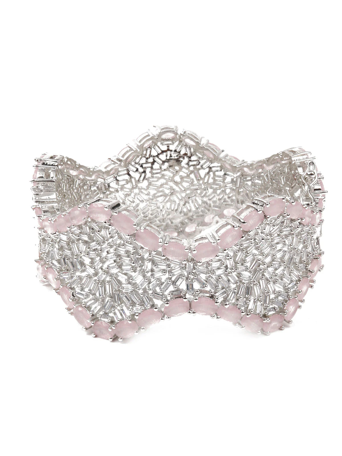 Odette Women Silver And Pink Embellished Imitation Bracelet - Image 3