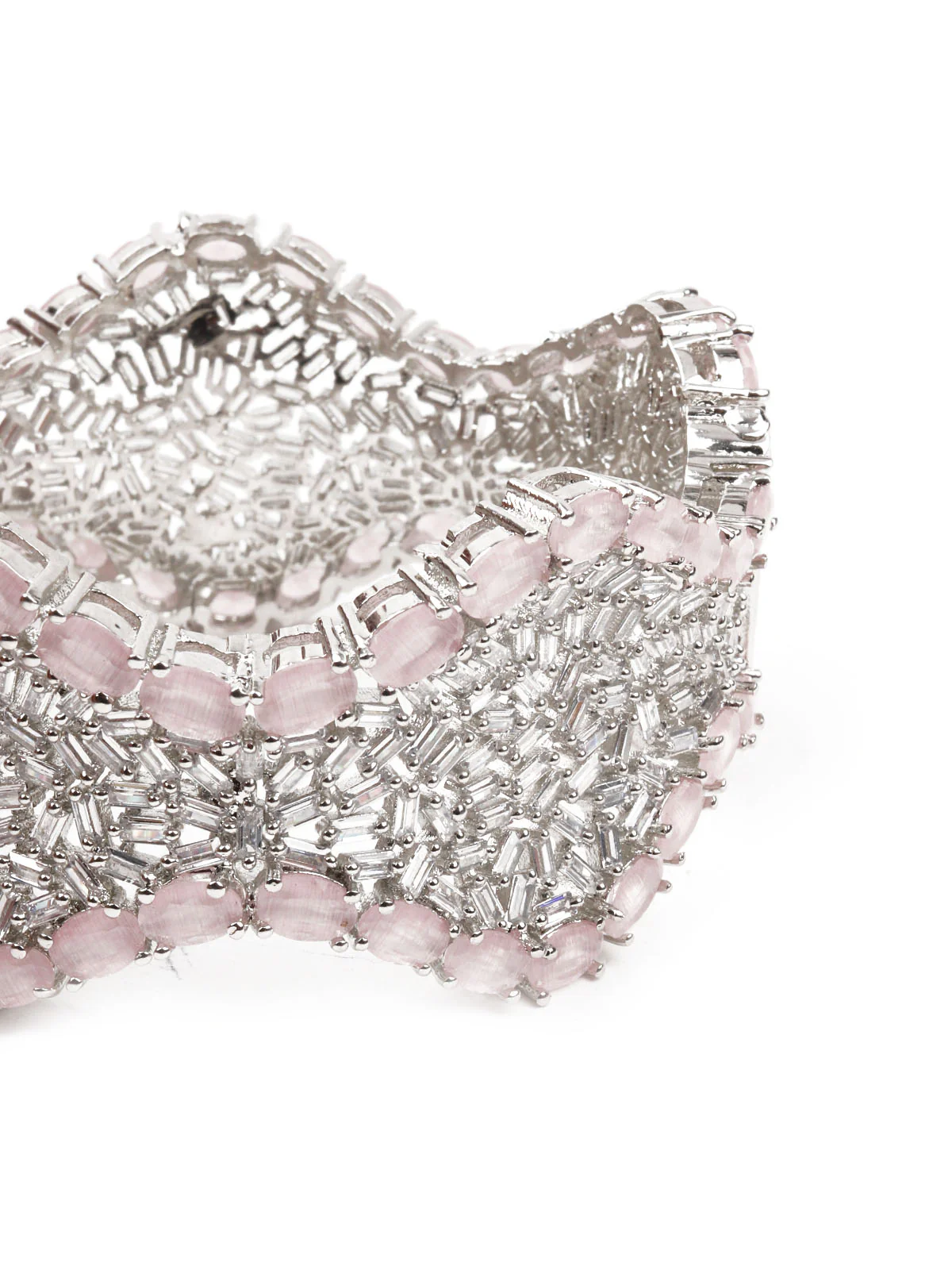 Odette Women Silver And Pink Embellished Imitation Bracelet - Image 5
