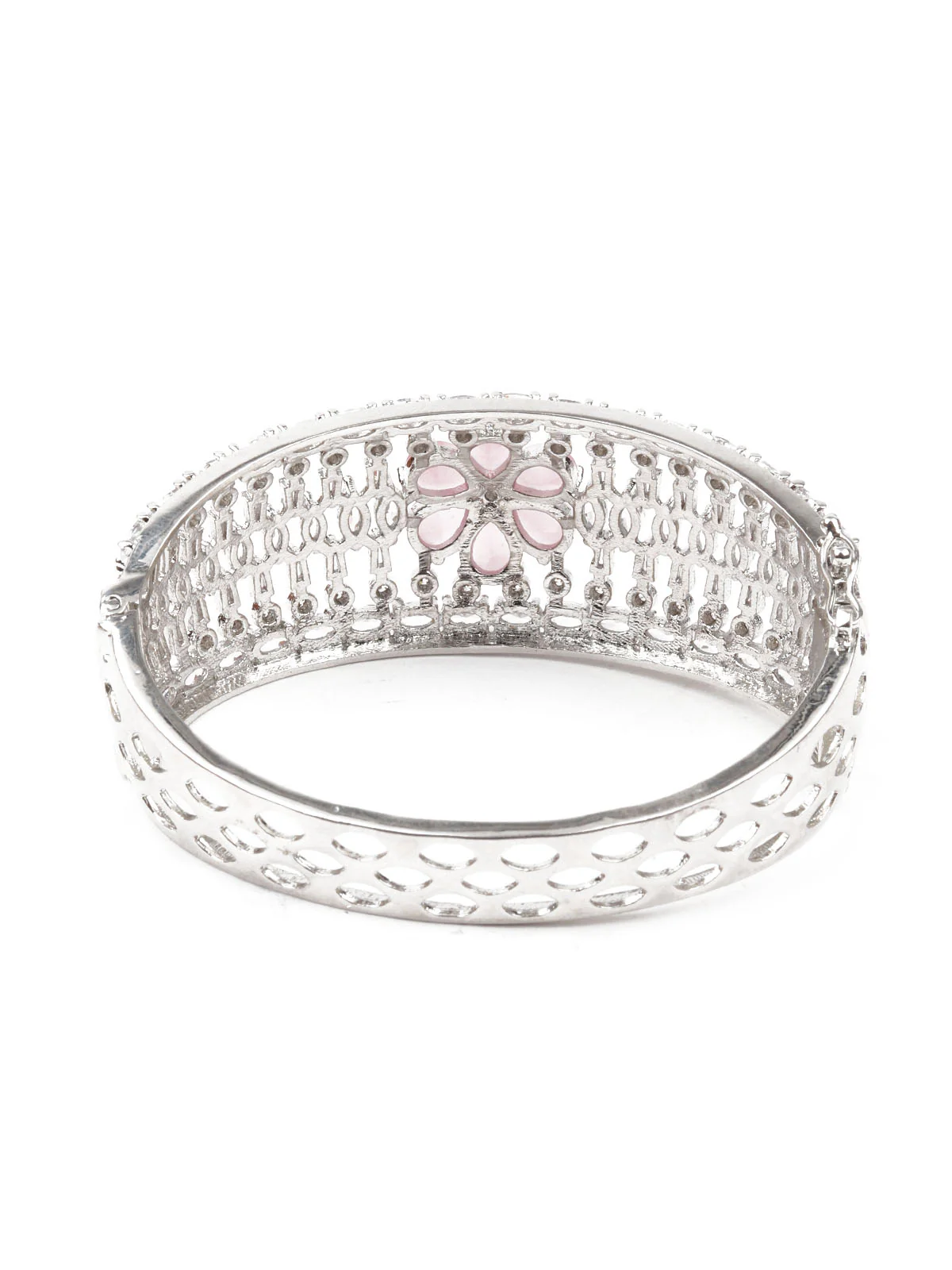 Odette Women Silver And Pink Imitation Embellished Bracelet - Image 6