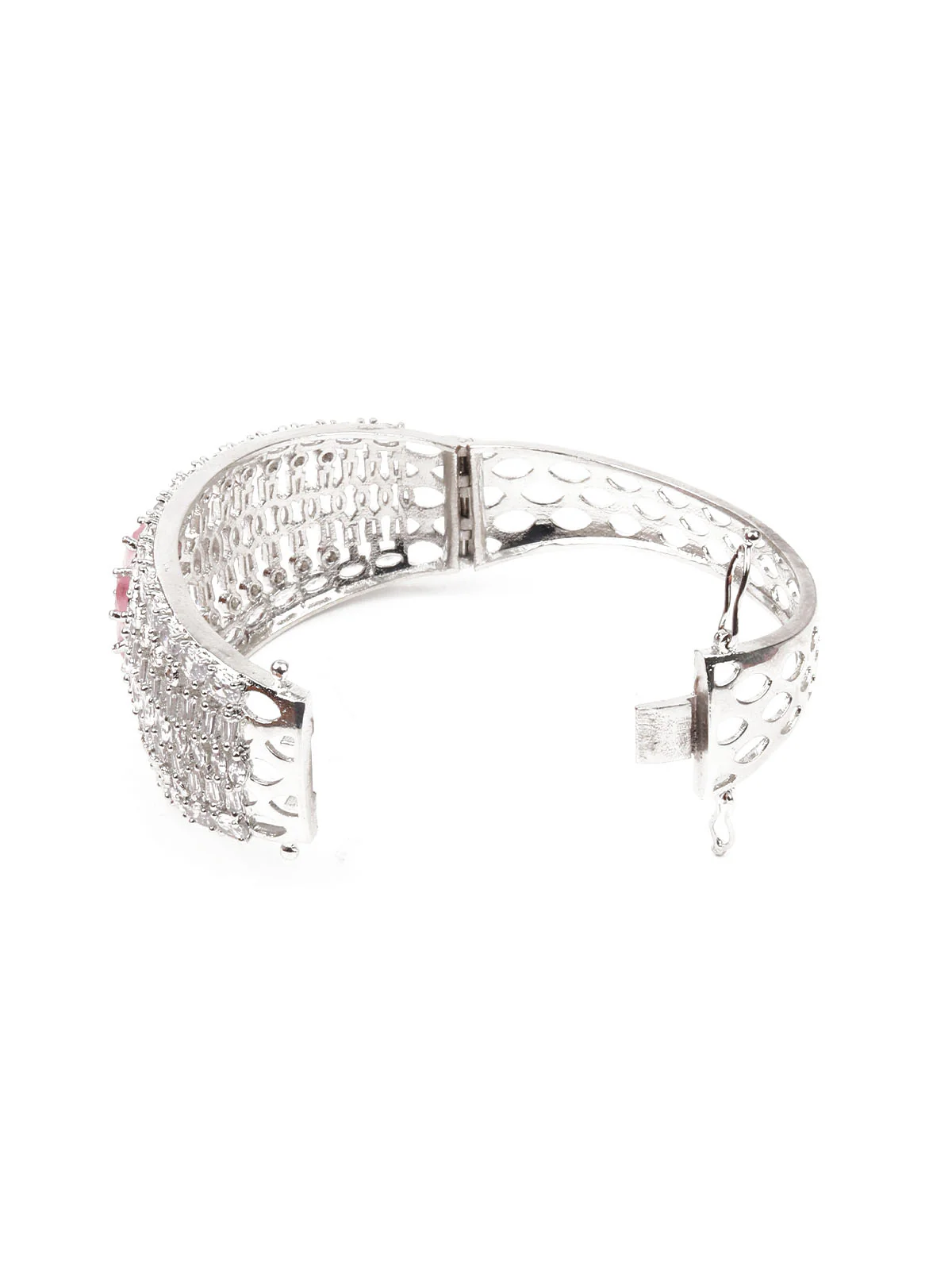 Odette Women Silver And Pink Imitation Embellished Bracelet - Image 7