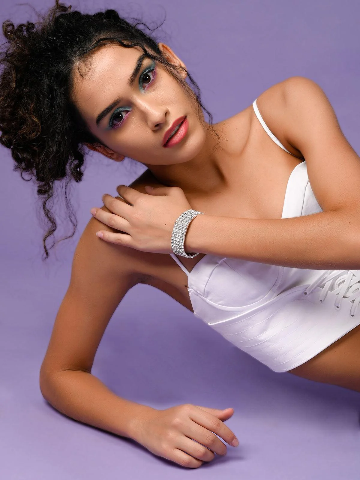 Odette Silver Artifical Diamond Embellished Bracelet For Women - Image 2