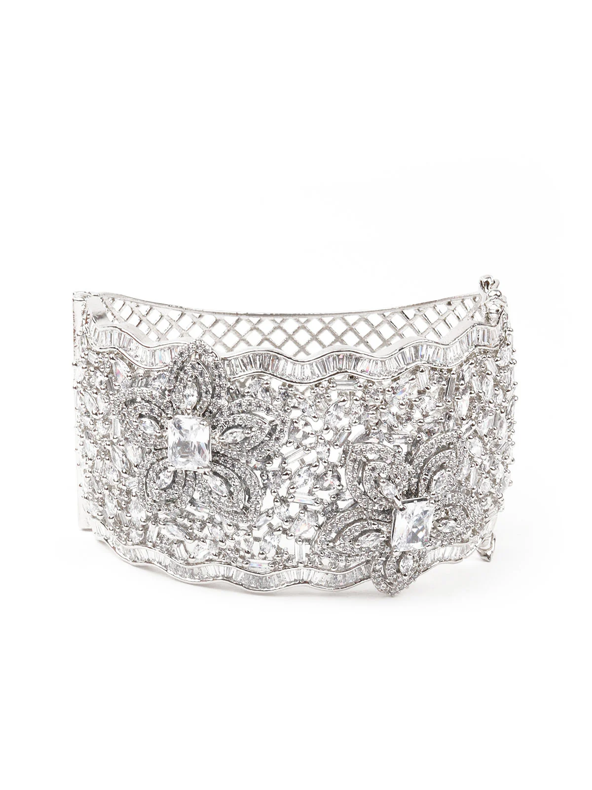 Odette Women Silver Broad Imitation Cuff Bracelet - Image 3