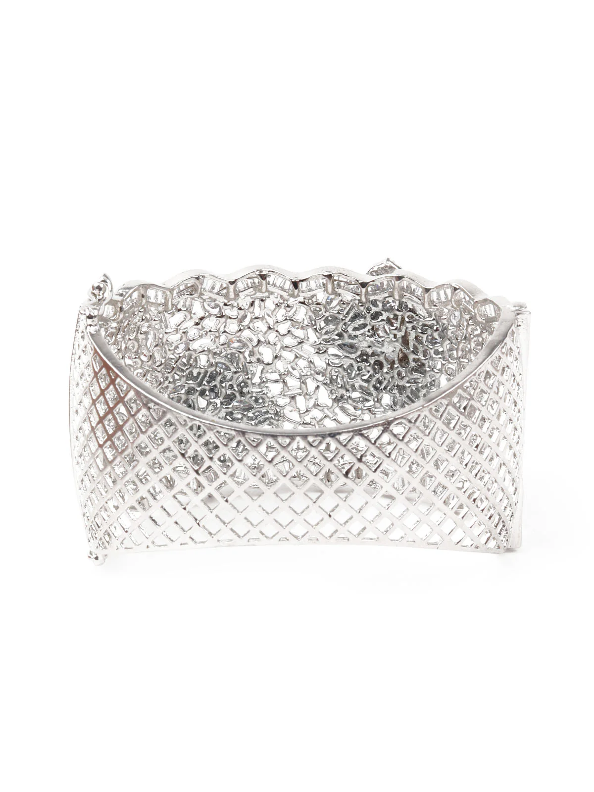 Odette Women Silver Broad Imitation Cuff Bracelet - Image 6