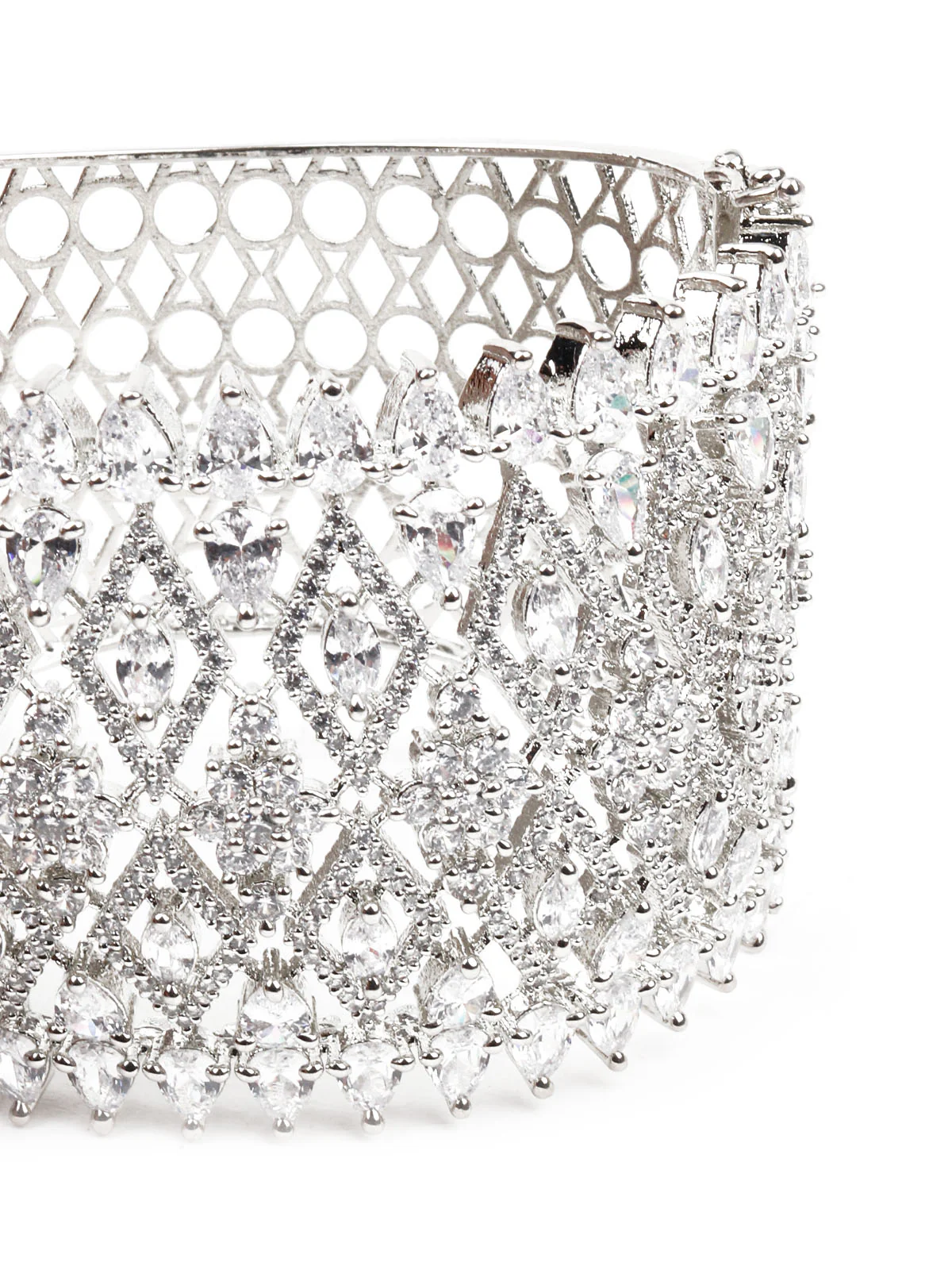 Odette Women Silver Broad Imitation Cuff Bracelet - Image 5