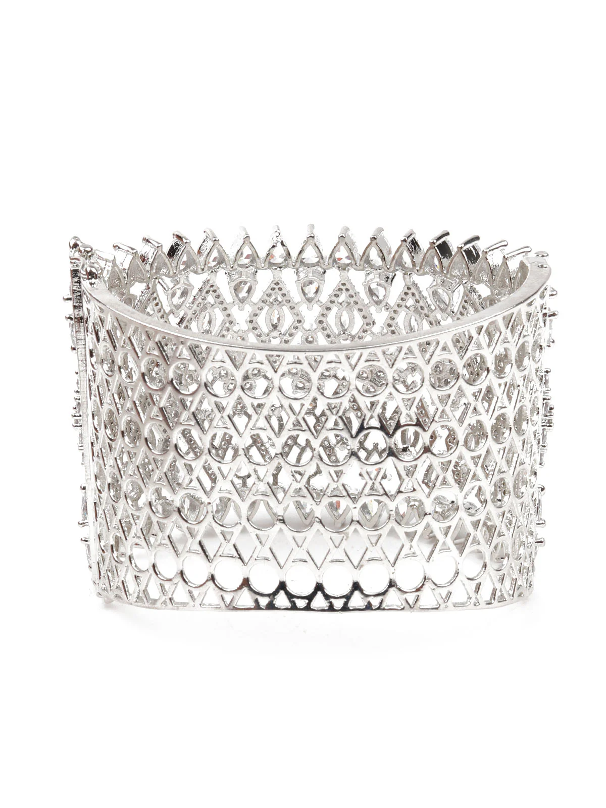 Odette Women Silver Broad Imitation Cuff Bracelet - Image 6