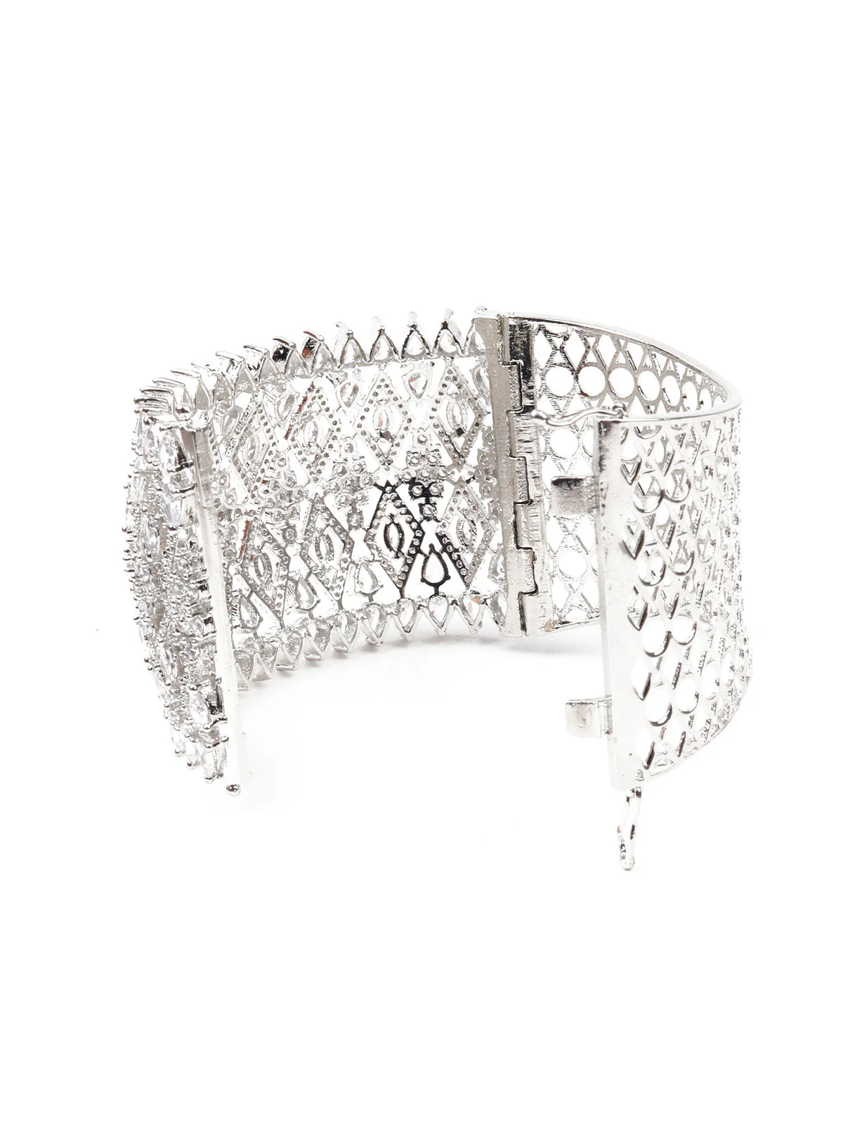 Odette Women Silver Broad Imitation Cuff Bracelet - Image 7