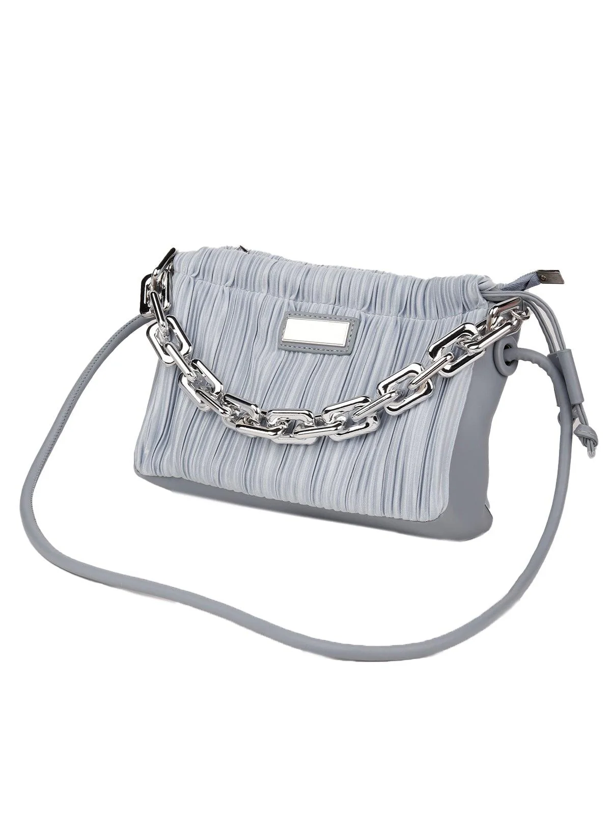 Odette Women Silver Metal Chain Hand Bag - Image 4