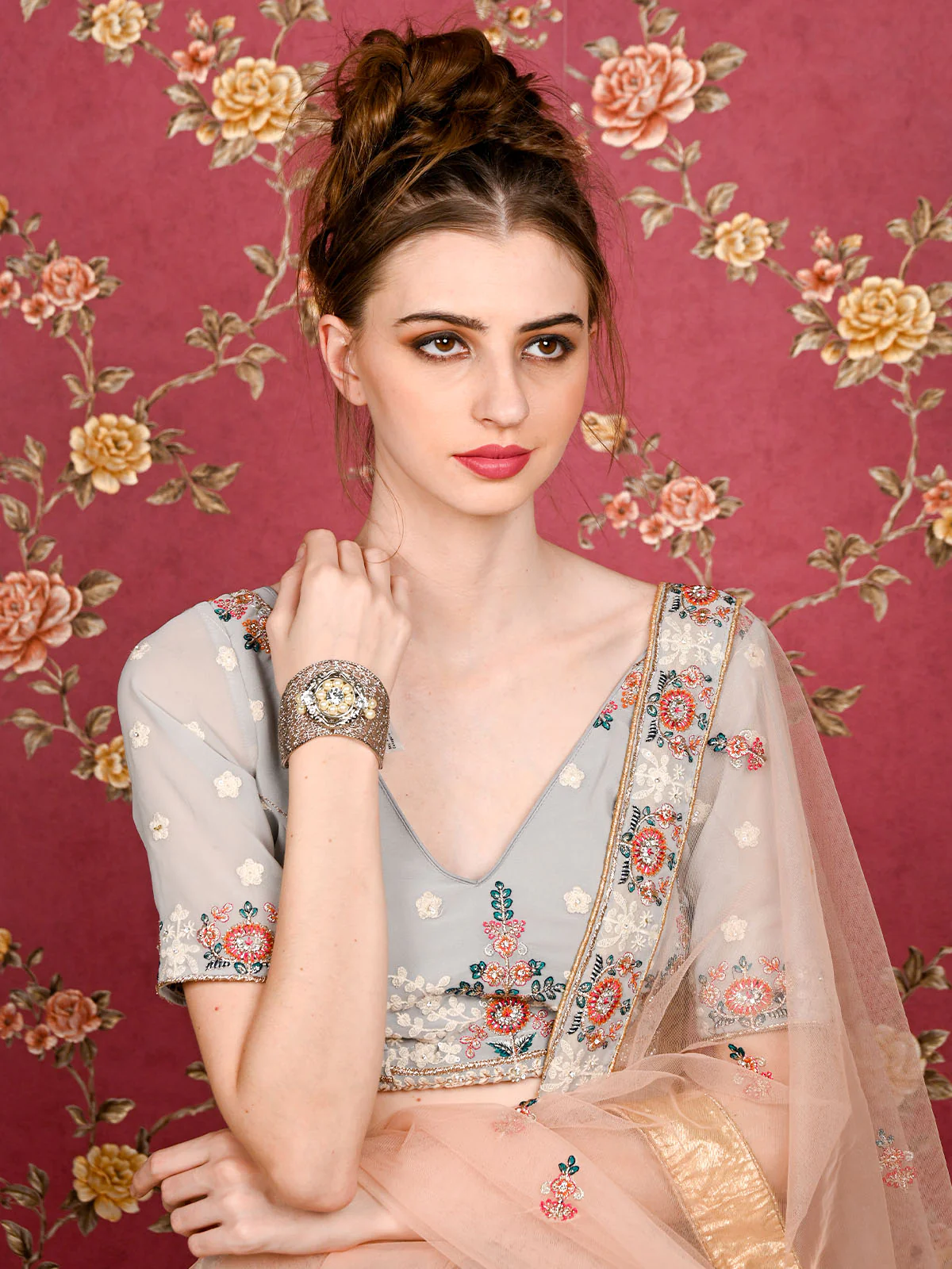 Odette Women Silver Embellished Imitation Bracelet - Image 2