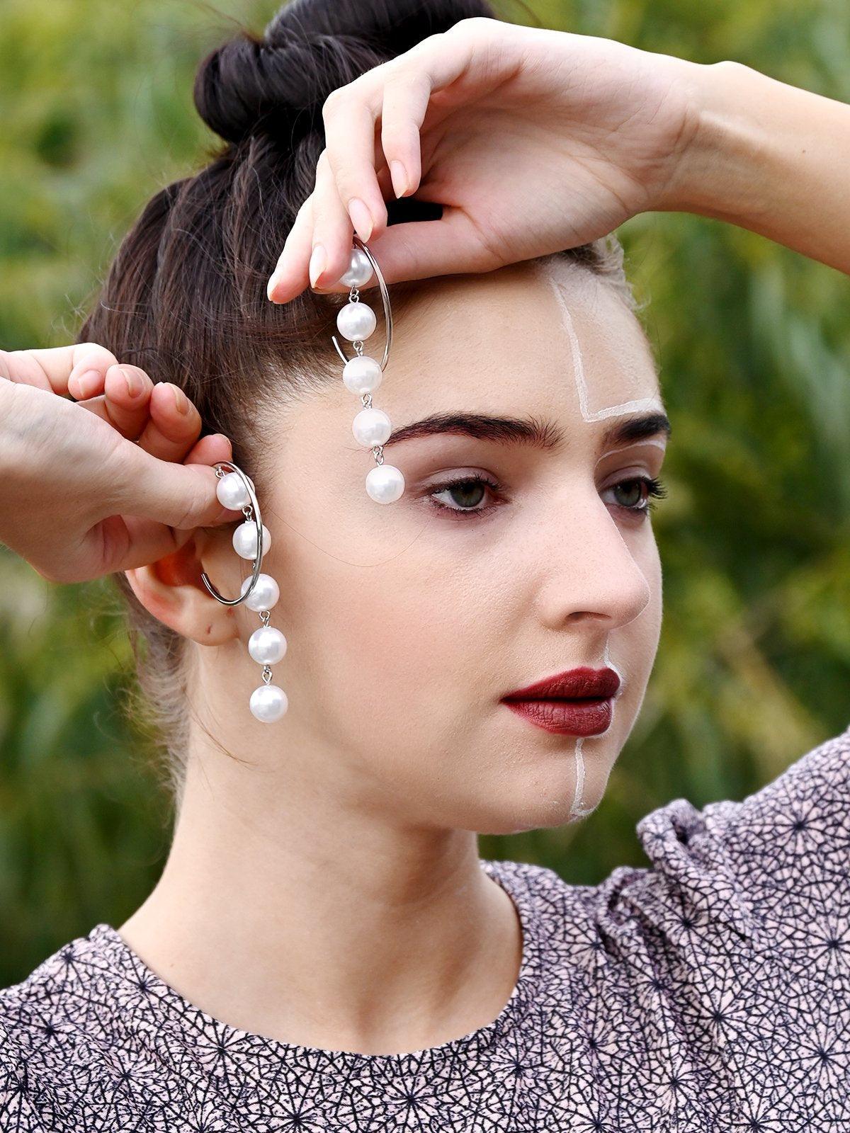 Odette Women Silver Metal Earrings - Image 2