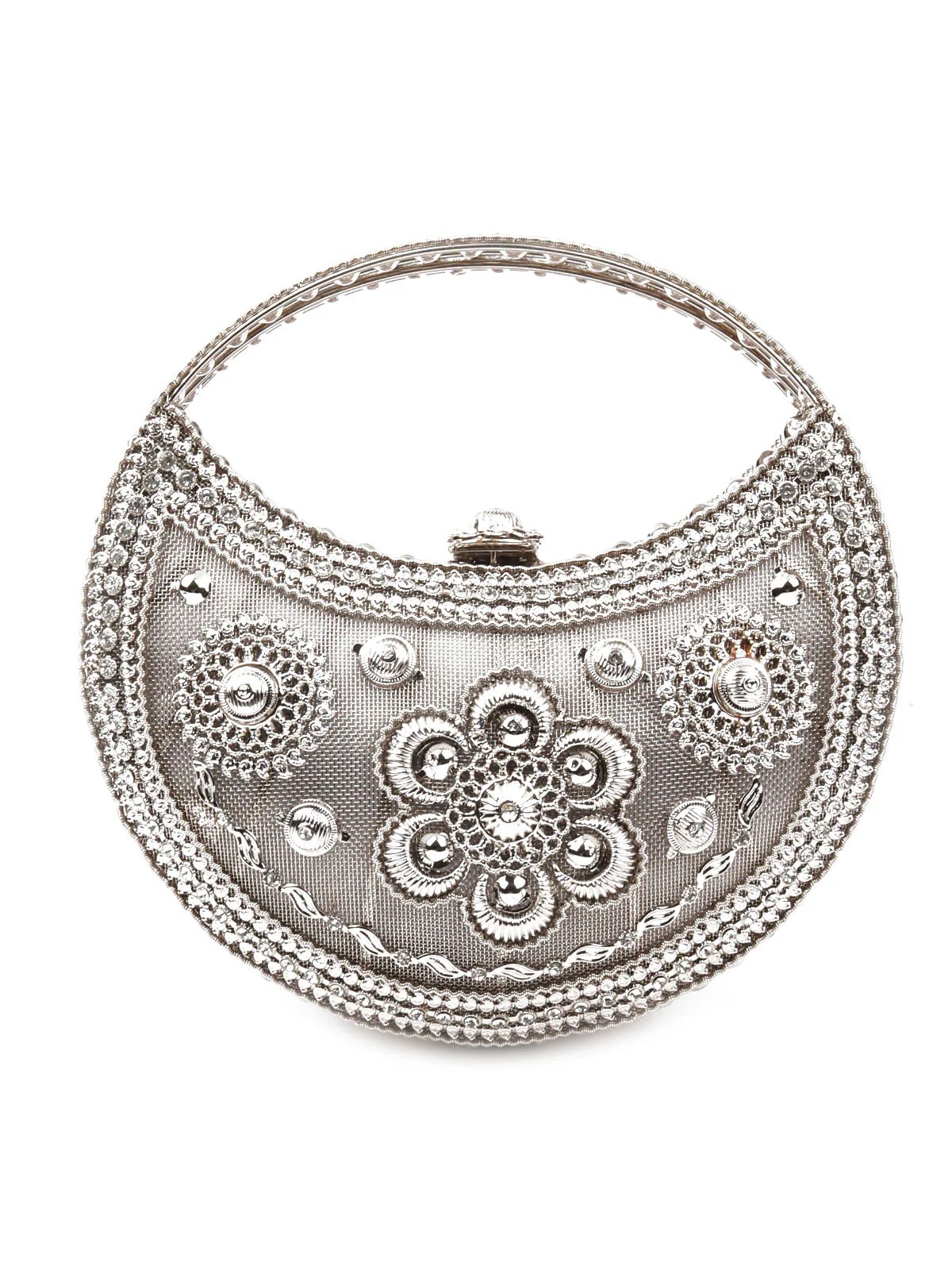 Odette Women Silver Metallic Clutch Bag - Image 3