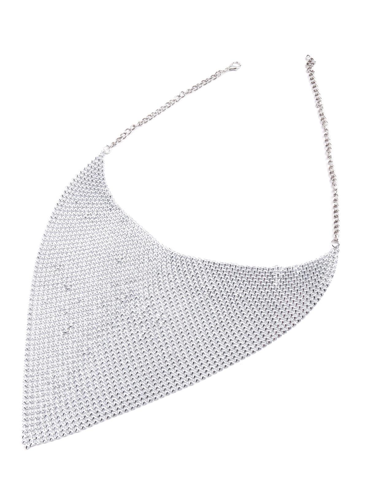 Odette Silver Stunning Studded Necklace Set For Women - Image 5