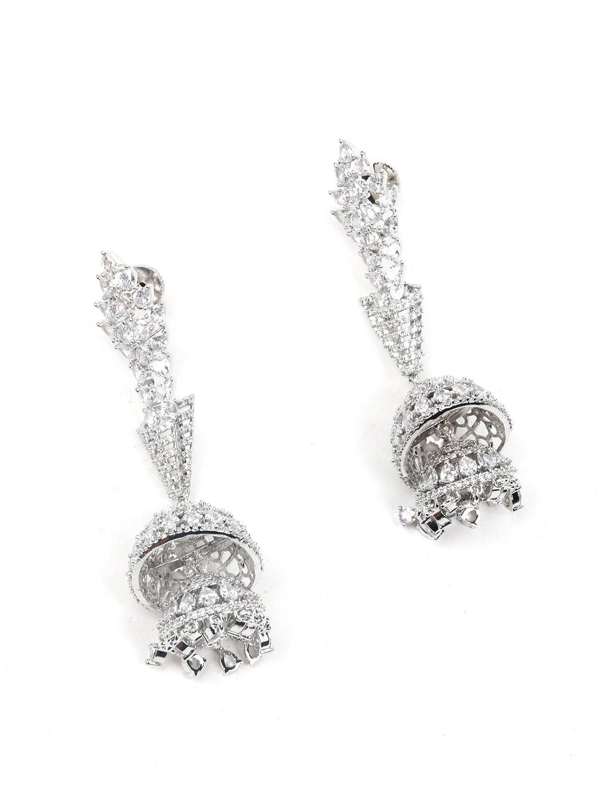 Odette Women Silver Metal Jhumka Earrings - Image 6