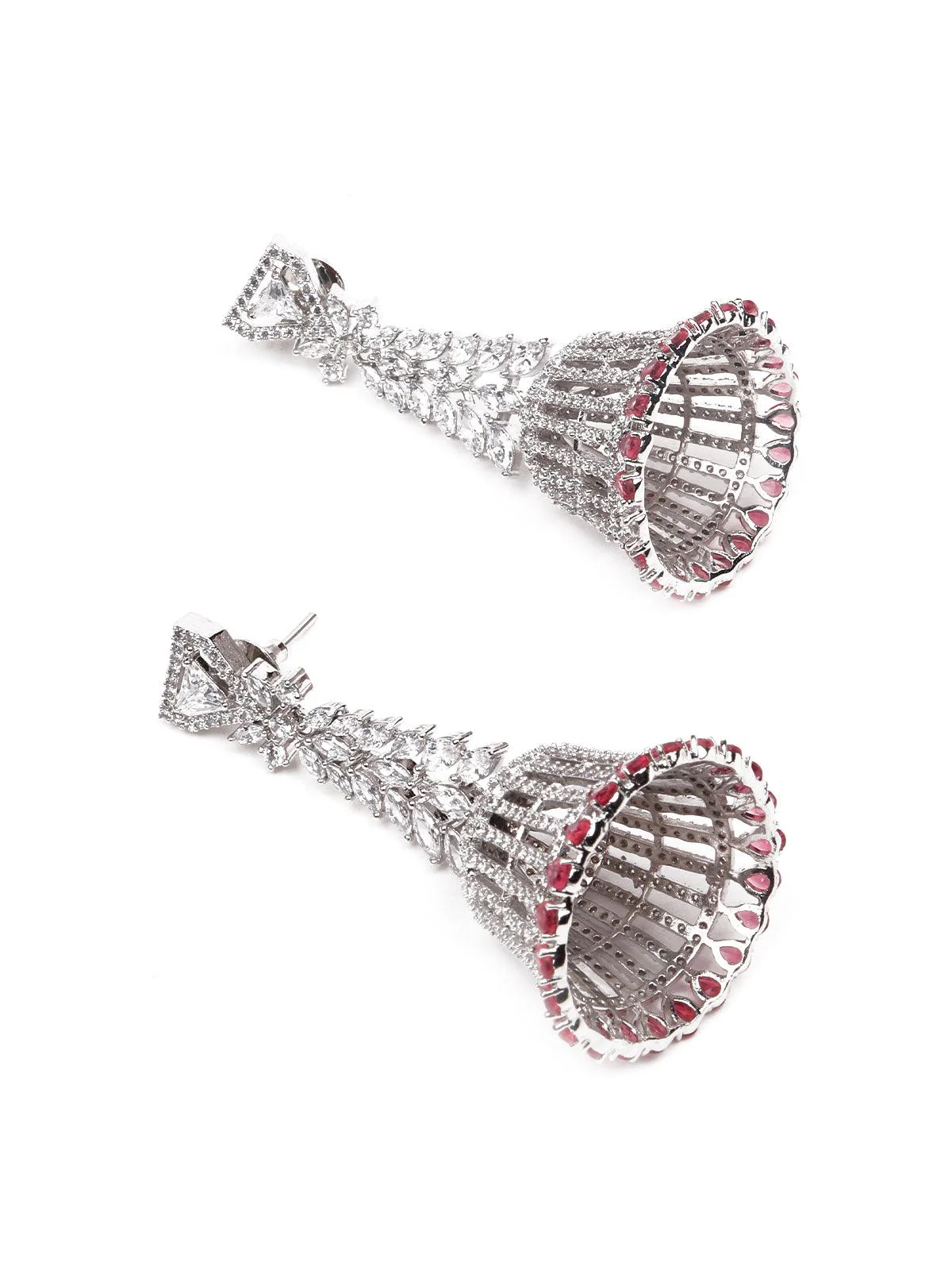 Odette Women Silver-Tone Jewellery Set With Rubies - Image 7