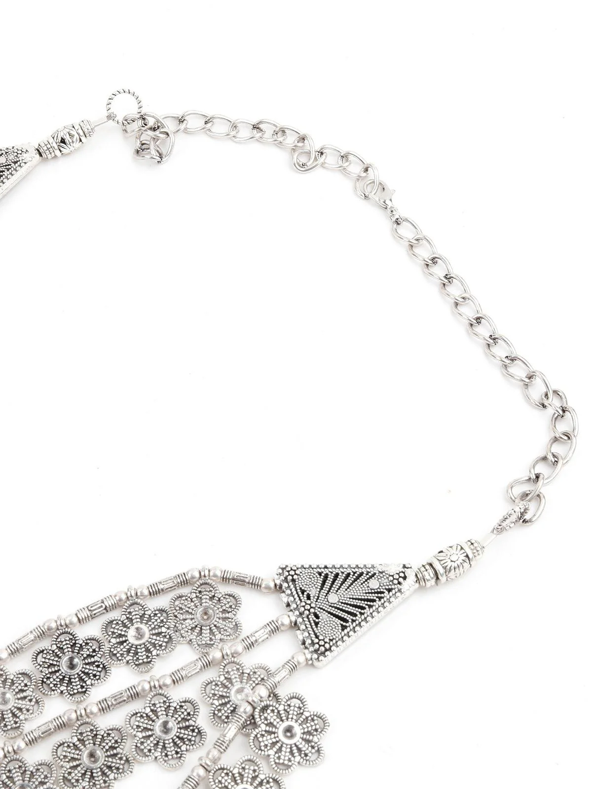 Odette Women Silver Tone Layered Floral Necklace - Image 6