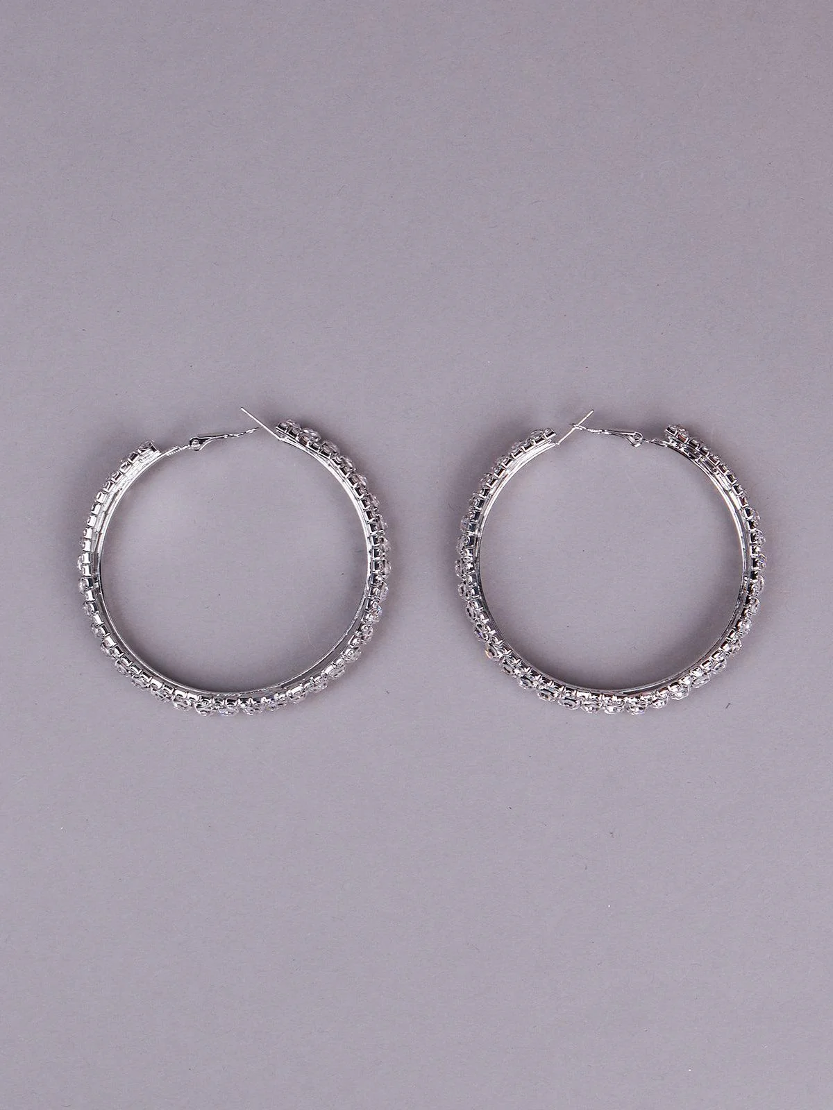 Odette Women Silver Tone Metal Hoop Earrings - Image 3
