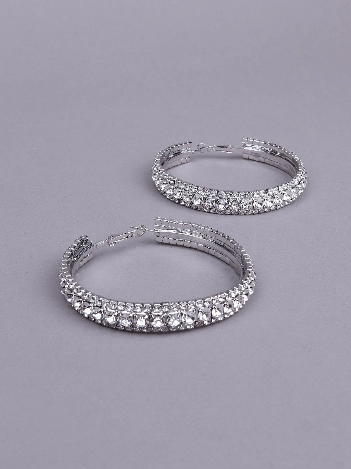 Odette Women Silver Tone Metal Hoop Earrings - Image 5