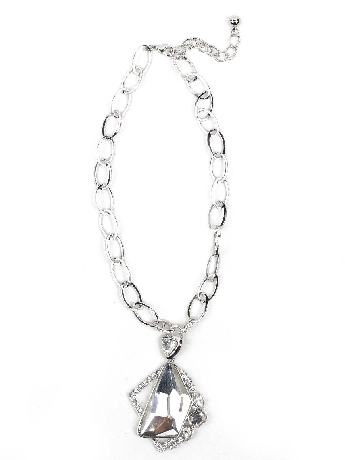 Odette Women Silver-Tone Textured Pearl Metal Statement Necklace - Image 3