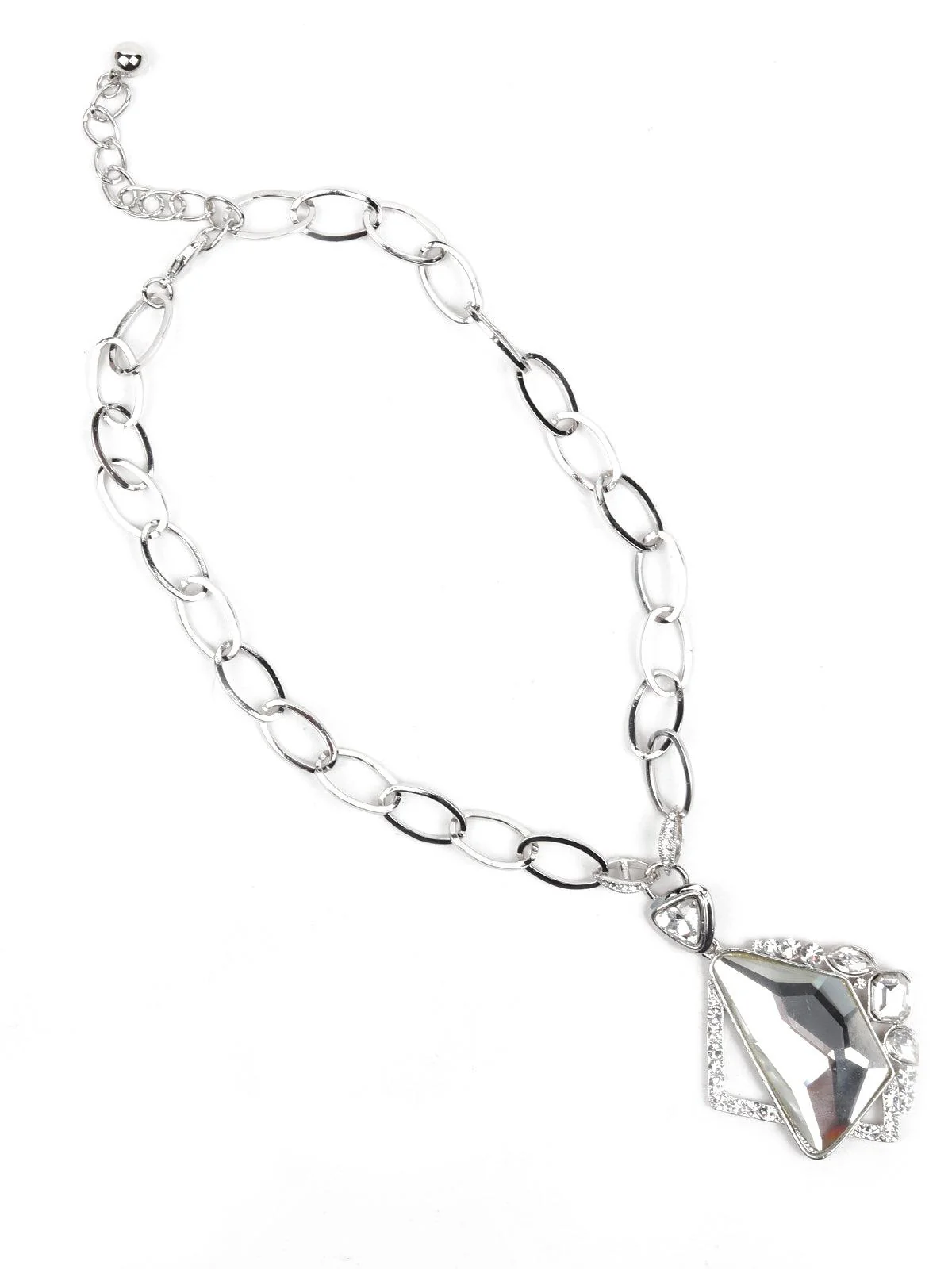 Odette Women Silver-Tone Textured Pearl Metal Statement Necklace - Image 4
