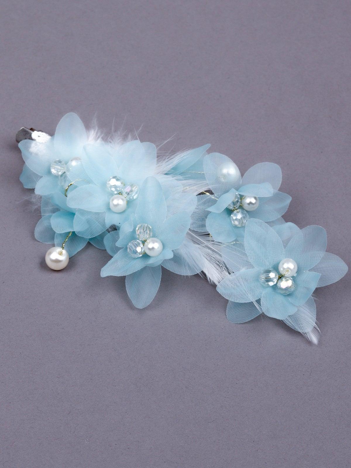 Odette Women Blue Fabric Brooch - Image 3