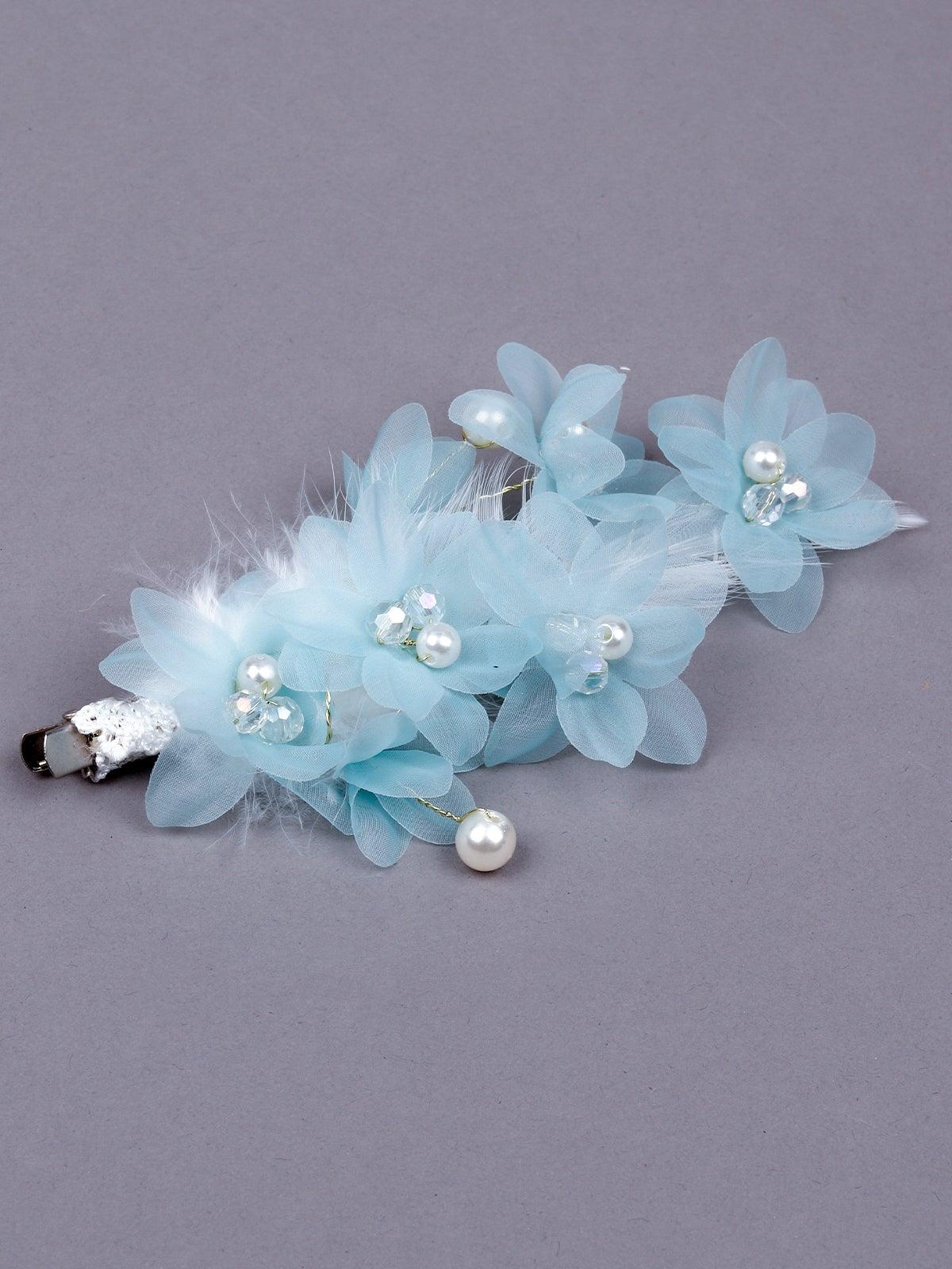 Odette Women Blue Fabric Brooch - Image 4