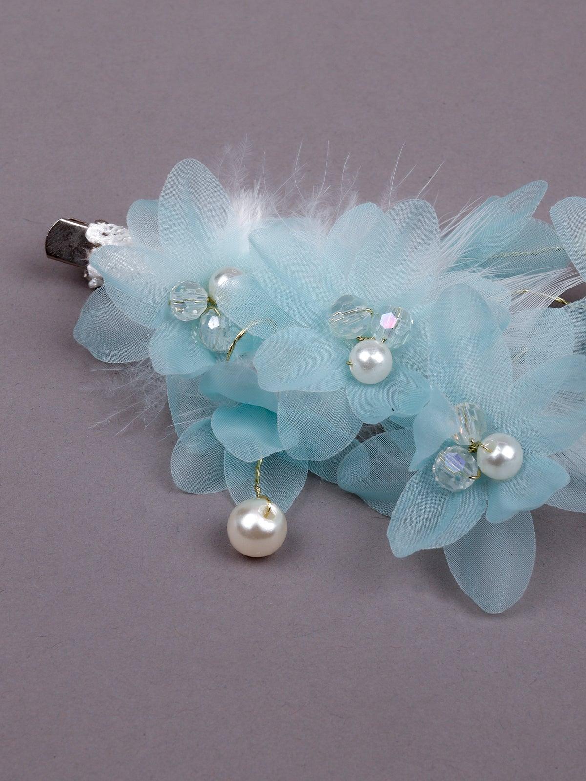Odette Women Blue Fabric Brooch - Image 5