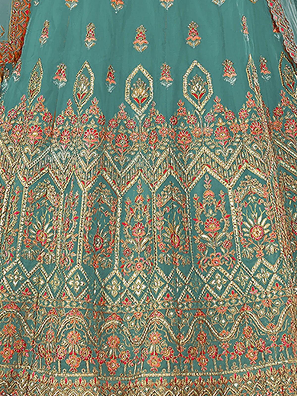Odette Women Light Blue Embroidered Organza Semi Stitched Lehenga With Unstitched Blouse - Image 3
