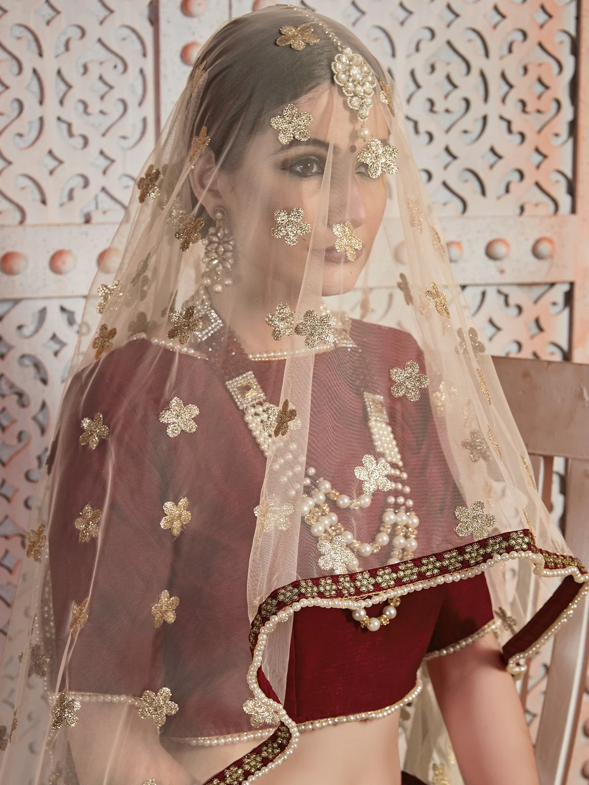 Odette Women Art Silk Maroon Semi Stitched Lehenga With Unstitched Blouse - Image 6