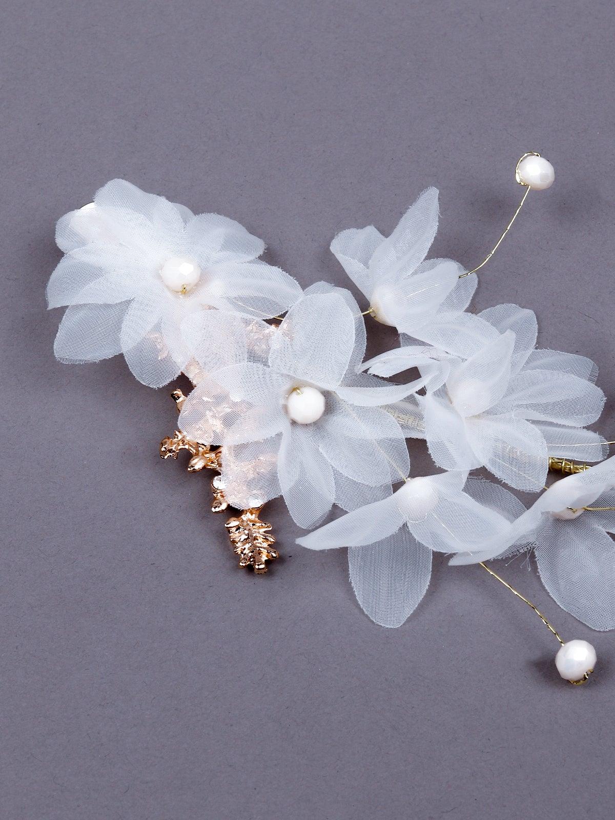 Odette Women White Fabric Brooch - Image 5