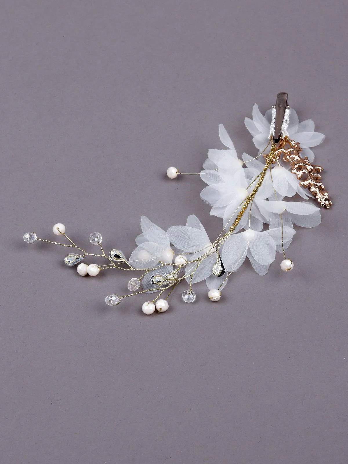 Odette Women White Fabric Brooch - Image 6