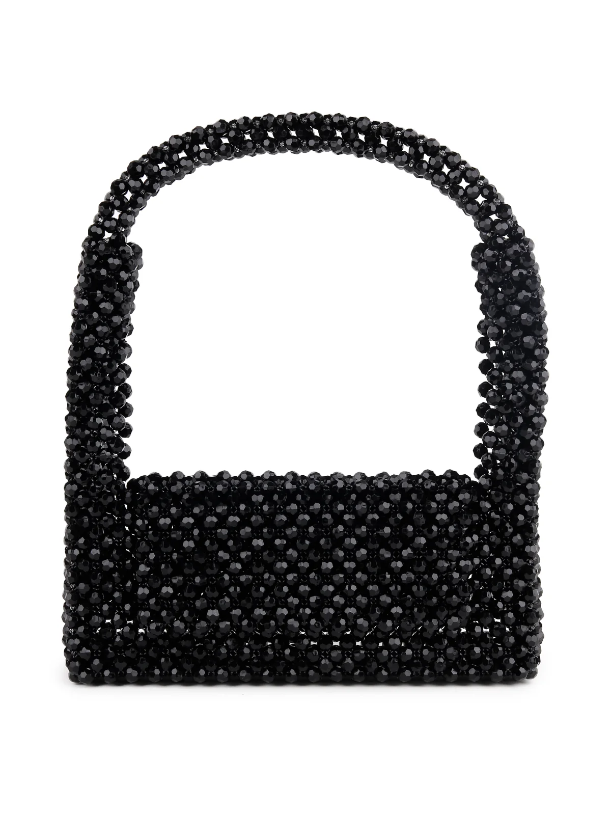Odette Women Sparkling Black Woven Beaded Clutch Bag - Image 3