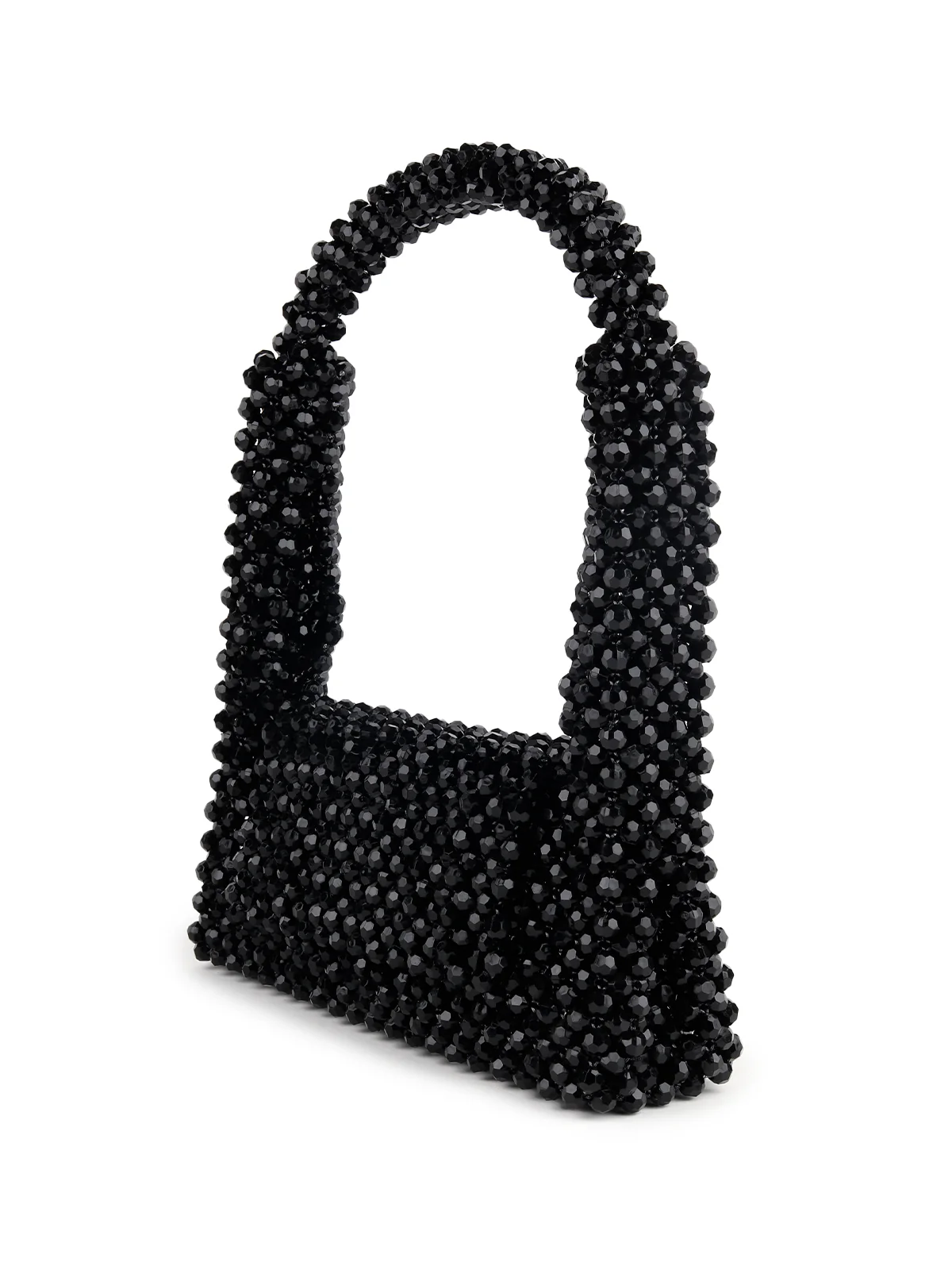 Odette Women Sparkling Black Woven Beaded Clutch Bag - Image 4