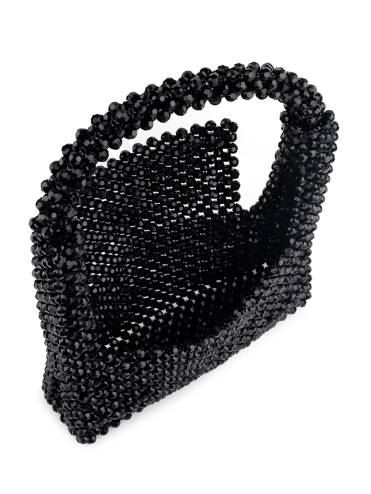 Odette Women Sparkling Black Woven Beaded Clutch Bag - Image 5