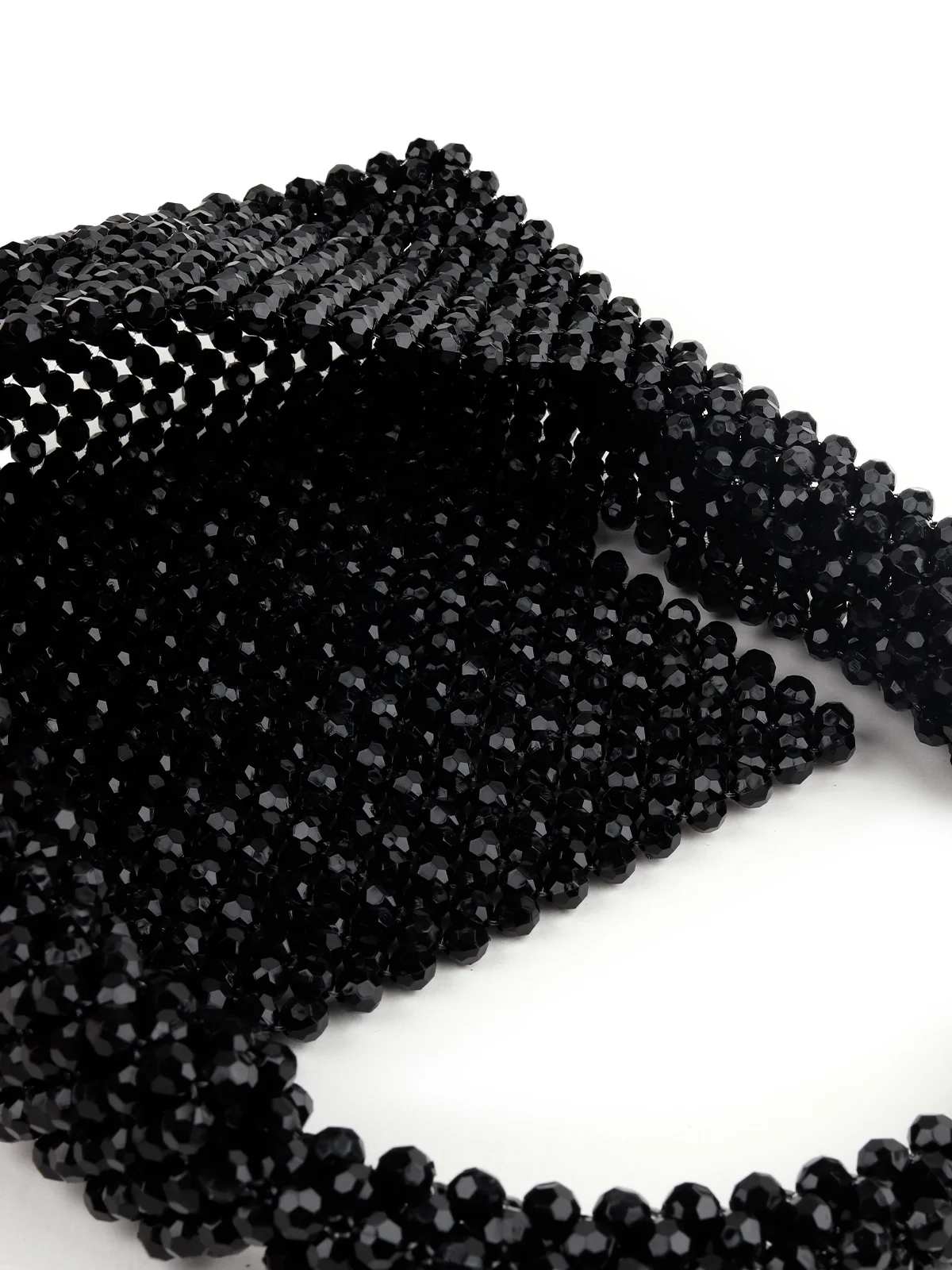 Odette Women Sparkling Black Woven Beaded Clutch Bag - Image 6