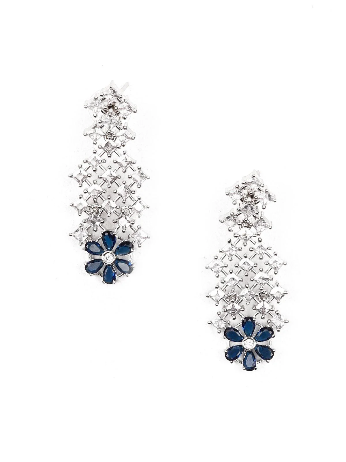 Odette Women Sparkling Navy Blue And White Stone Choker - Image 7
