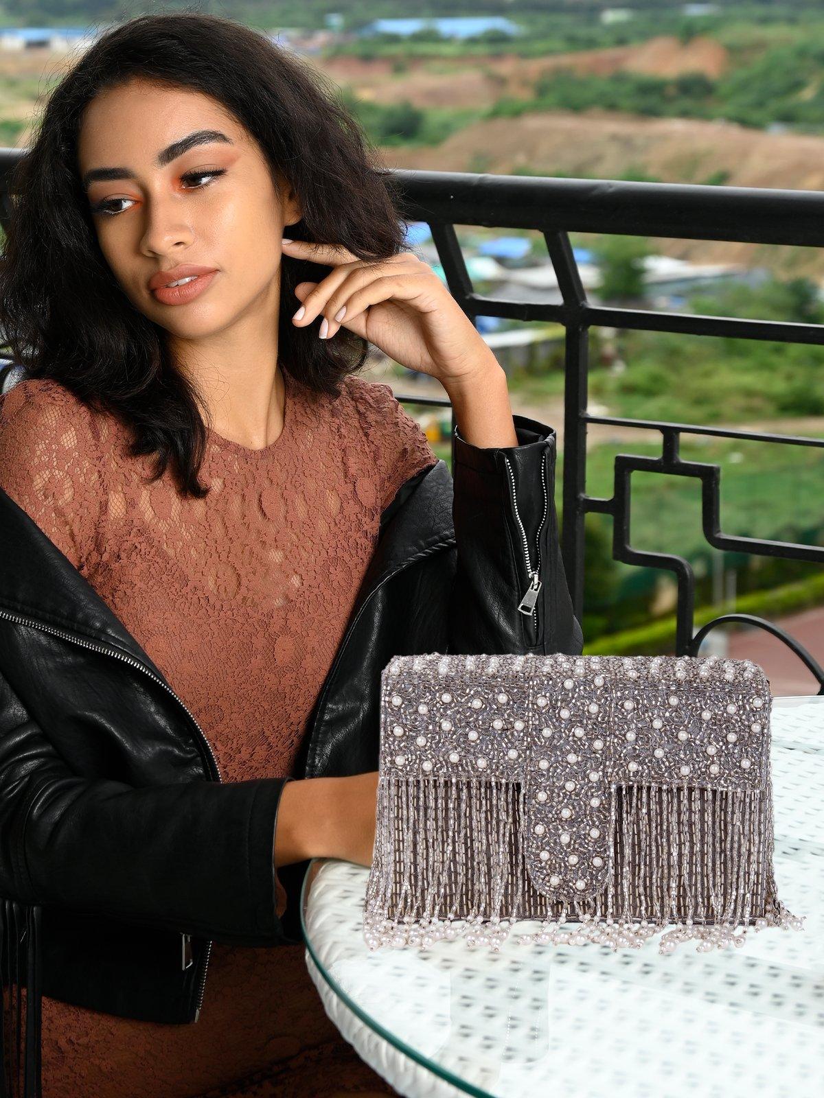 Odette Women Silver Metal Sling Bag