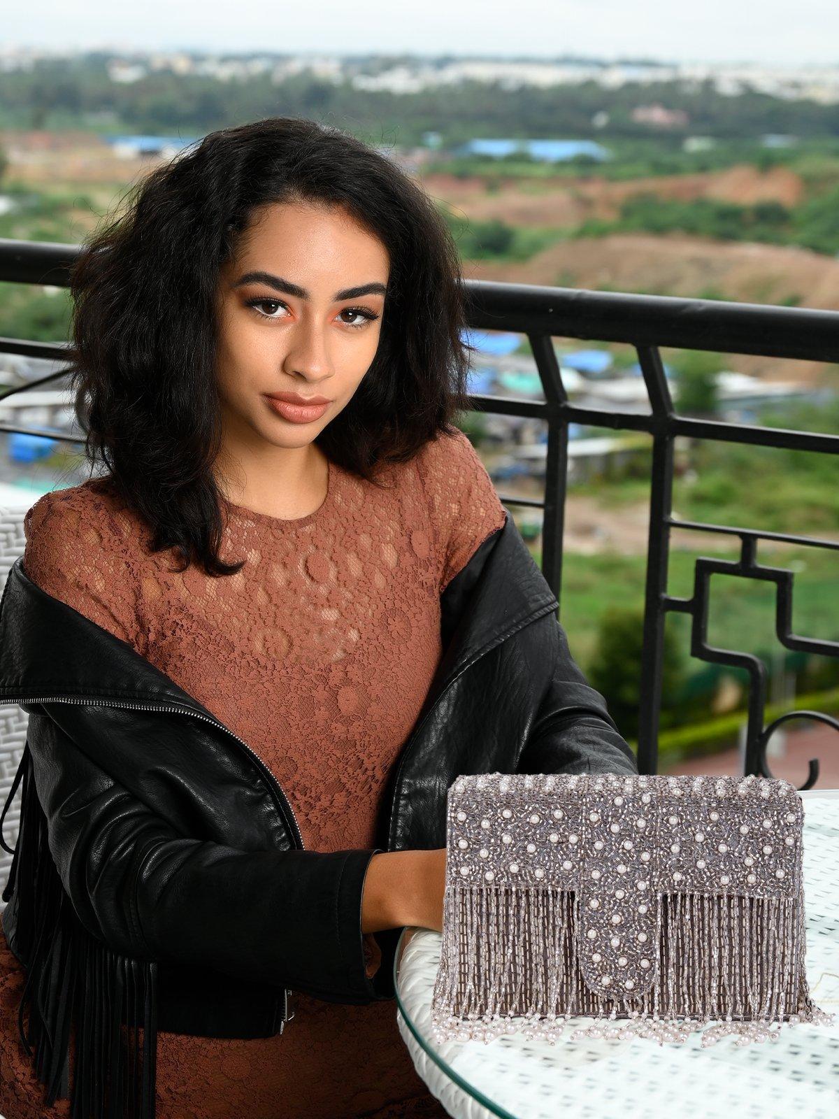 Odette Women Silver Metal Sling Bag - Image 2
