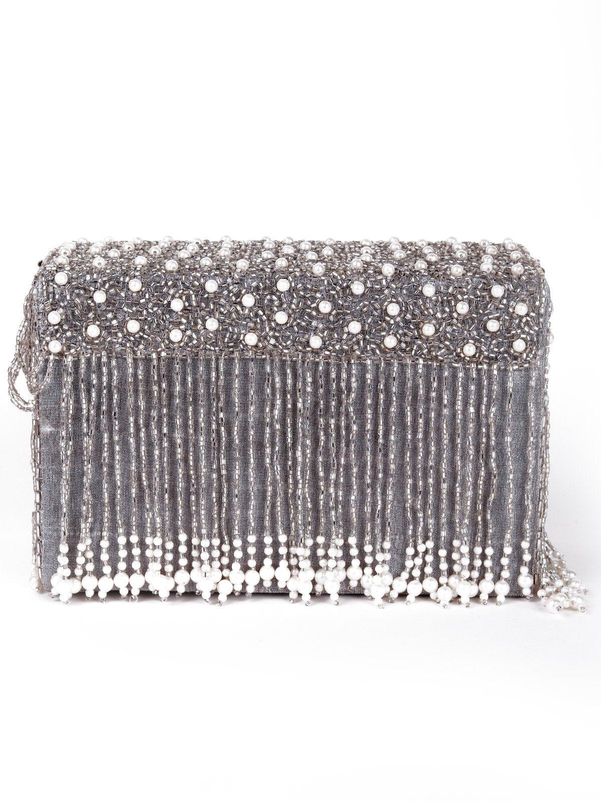 Odette Women Silver Metal Sling Bag - Image 4