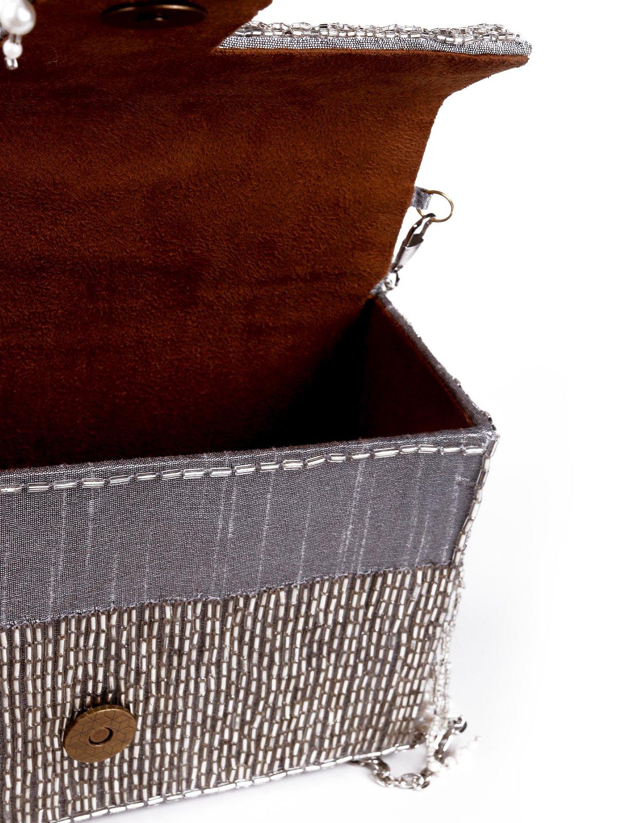 Odette Women Silver Metal Sling Bag - Image 6
