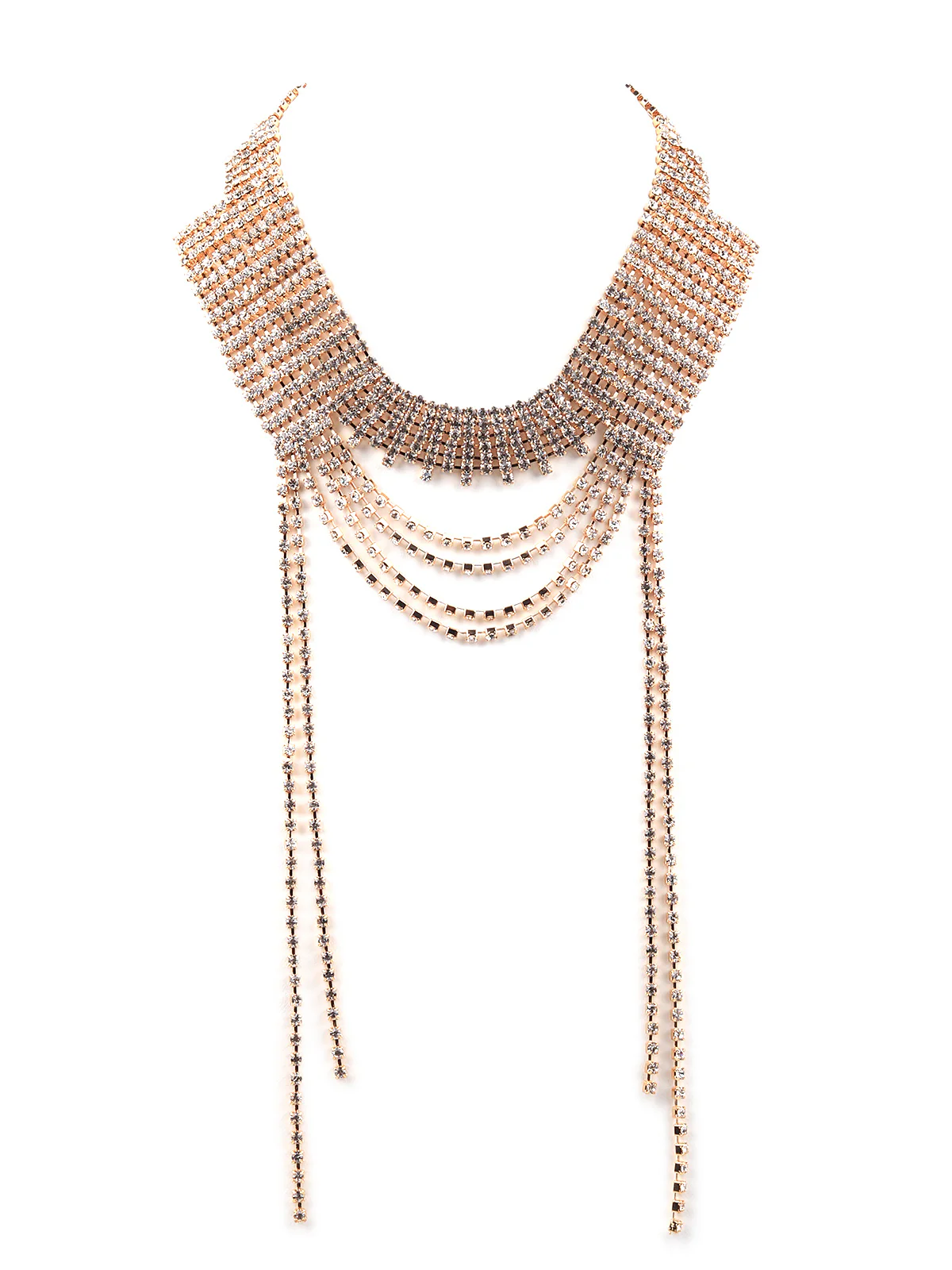 Odette Women Sparkling White Choker Neck Piece - Image 3