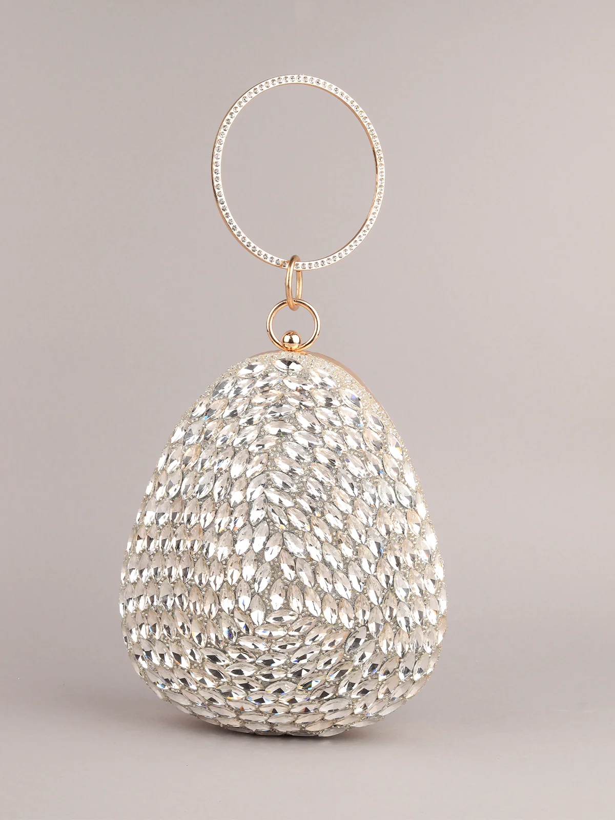 Odette Women Sparkly Drop Shape Structured Clutch Bag