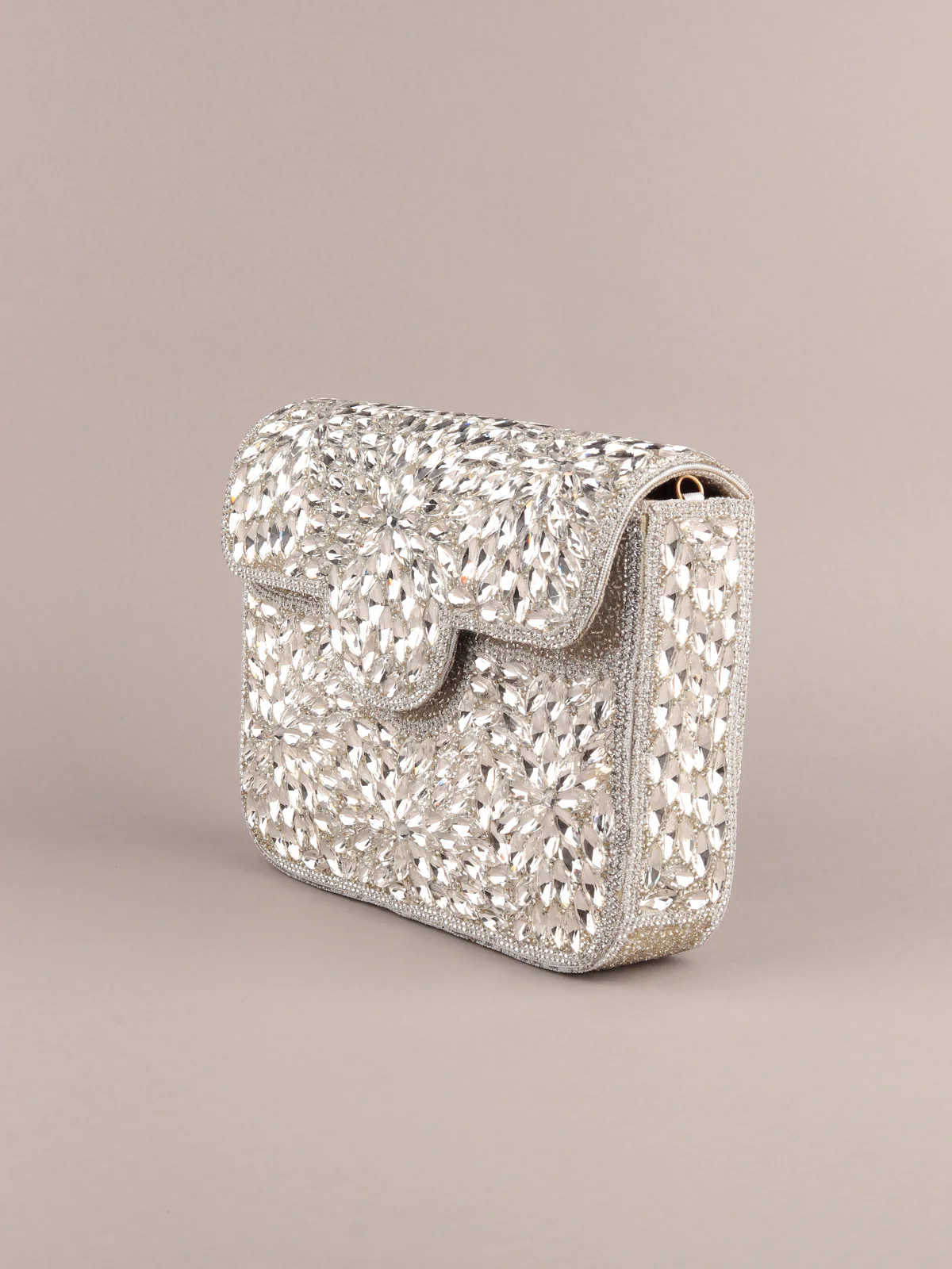 Odette Women Sparkly Silver Embellished Clutch Bag - Image 4