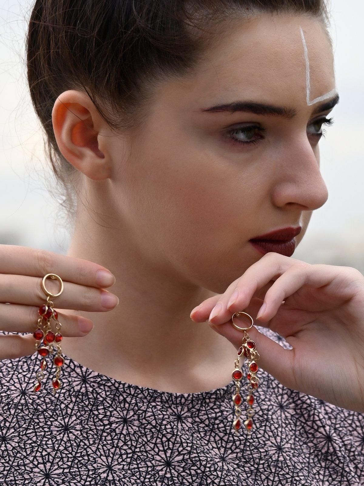 Odette Women Red Metal Earrings - Image 2