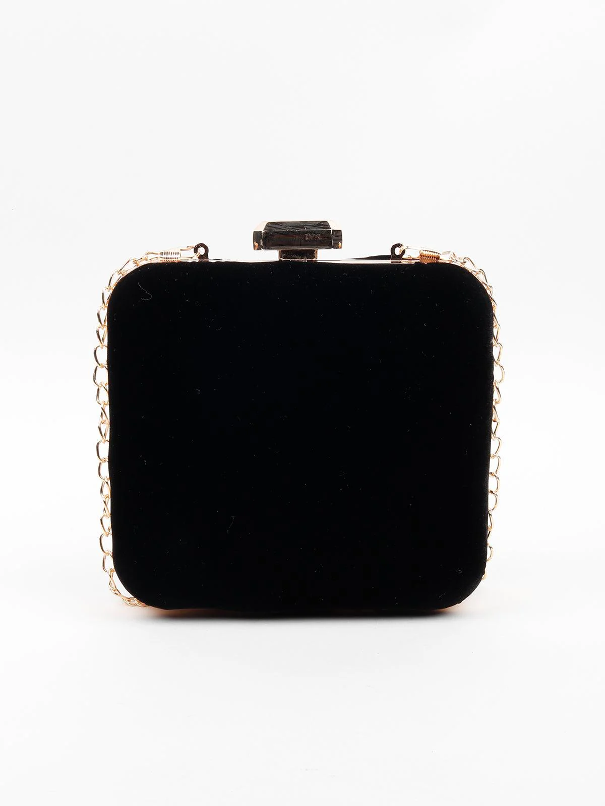Odette Black Suede Clutches For Women - Image 4
